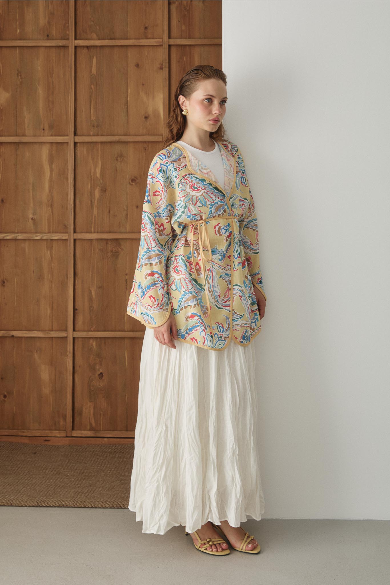 Side Tie Kimono Aqua Green