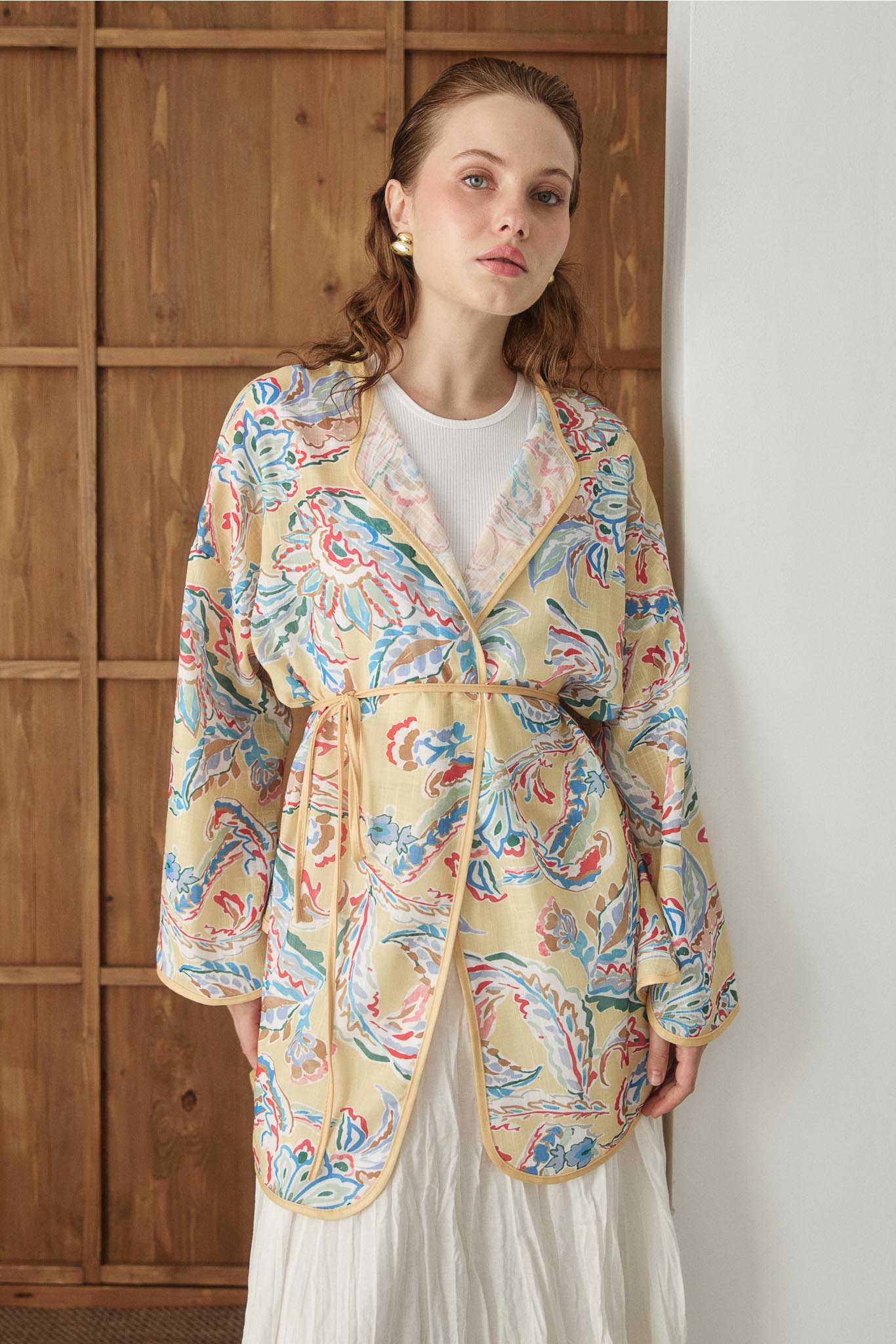 Side Tie Kimono Aqua Green