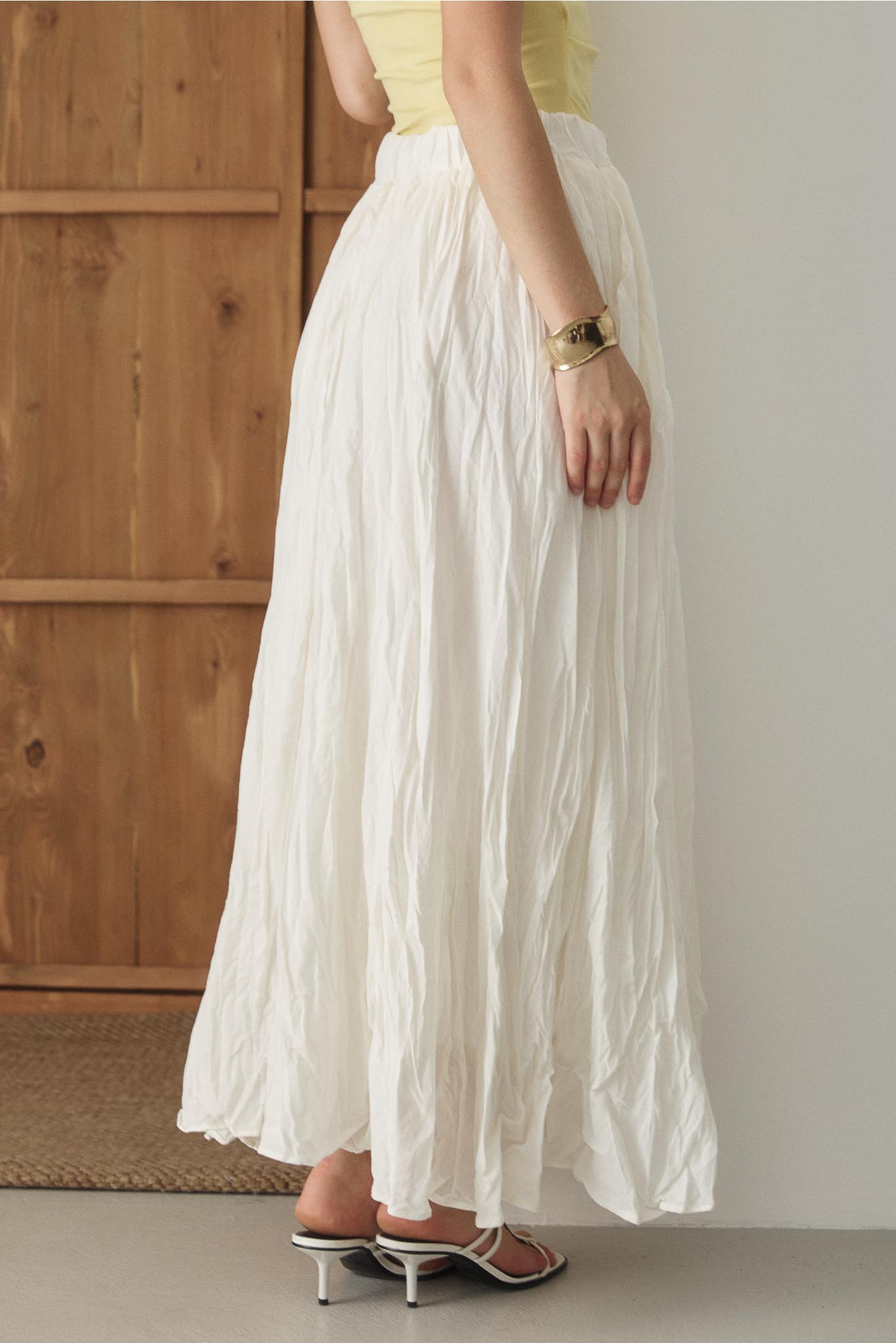Tied Linen Skirt Beige