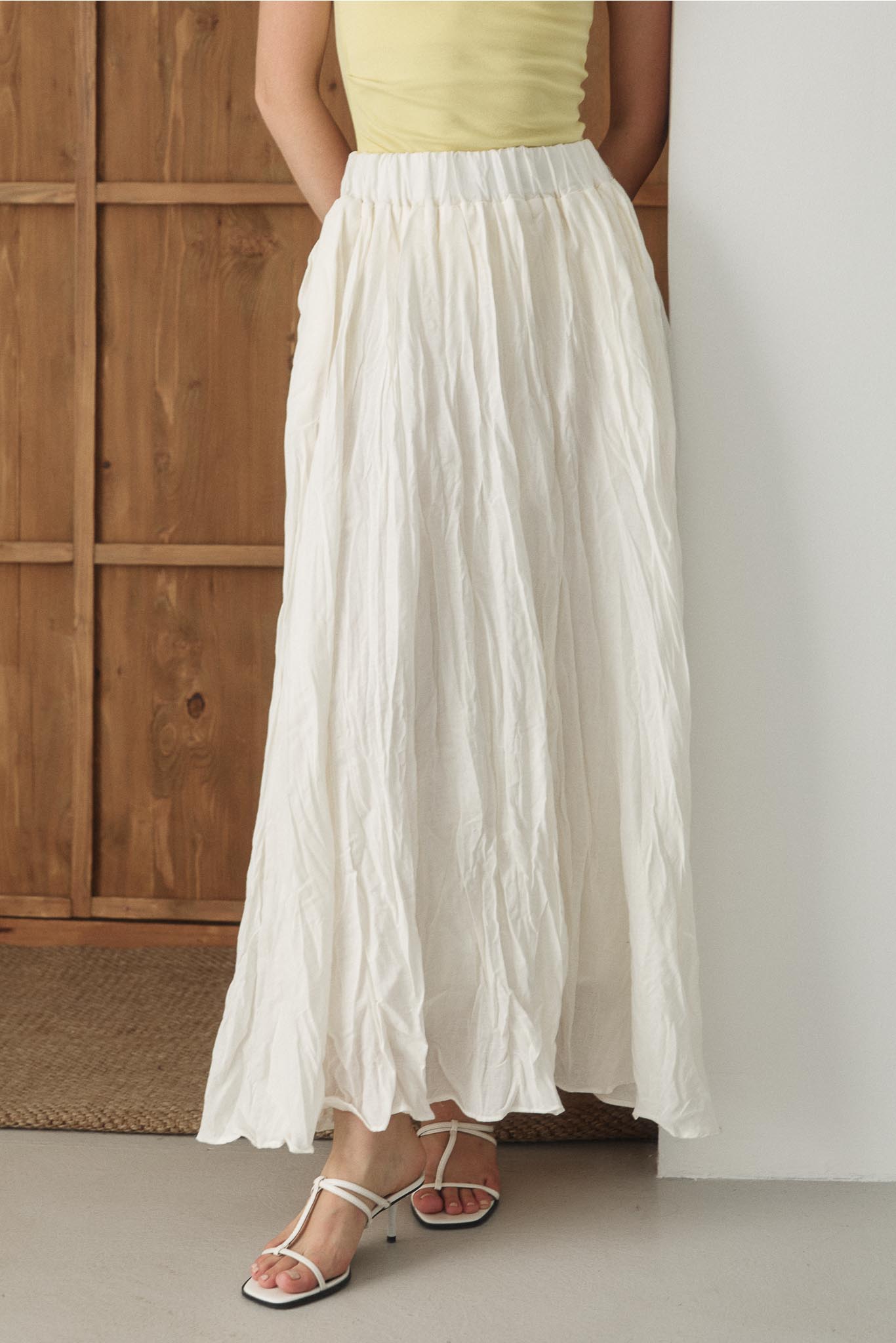 Tied Linen Skirt Beige