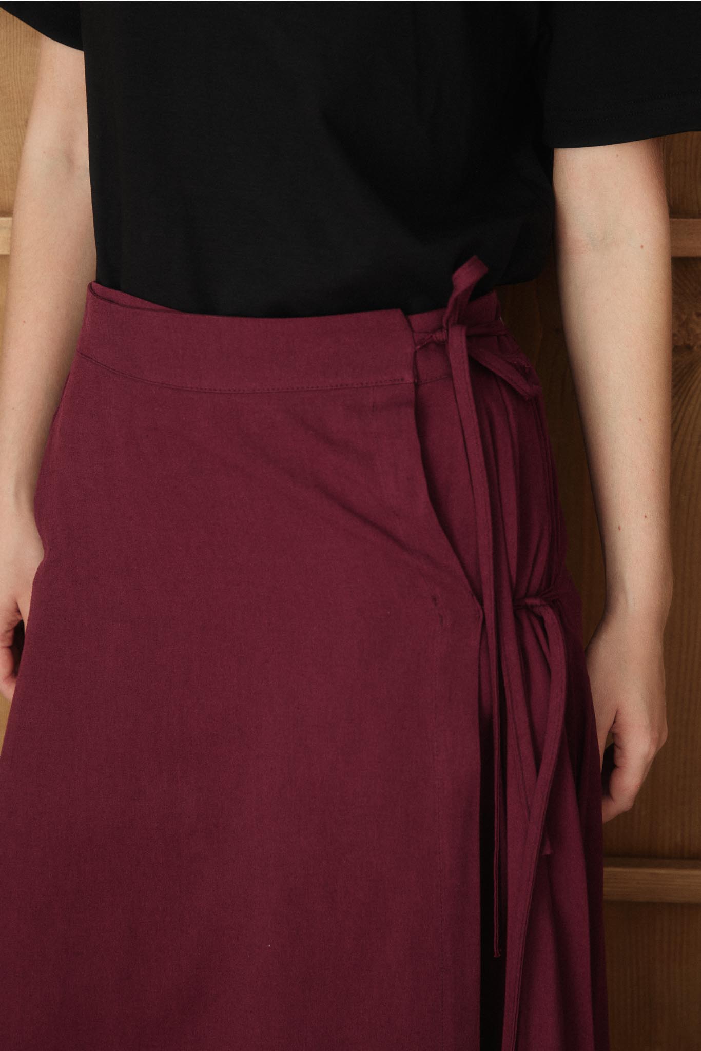 Tied Linen Skirt Beige