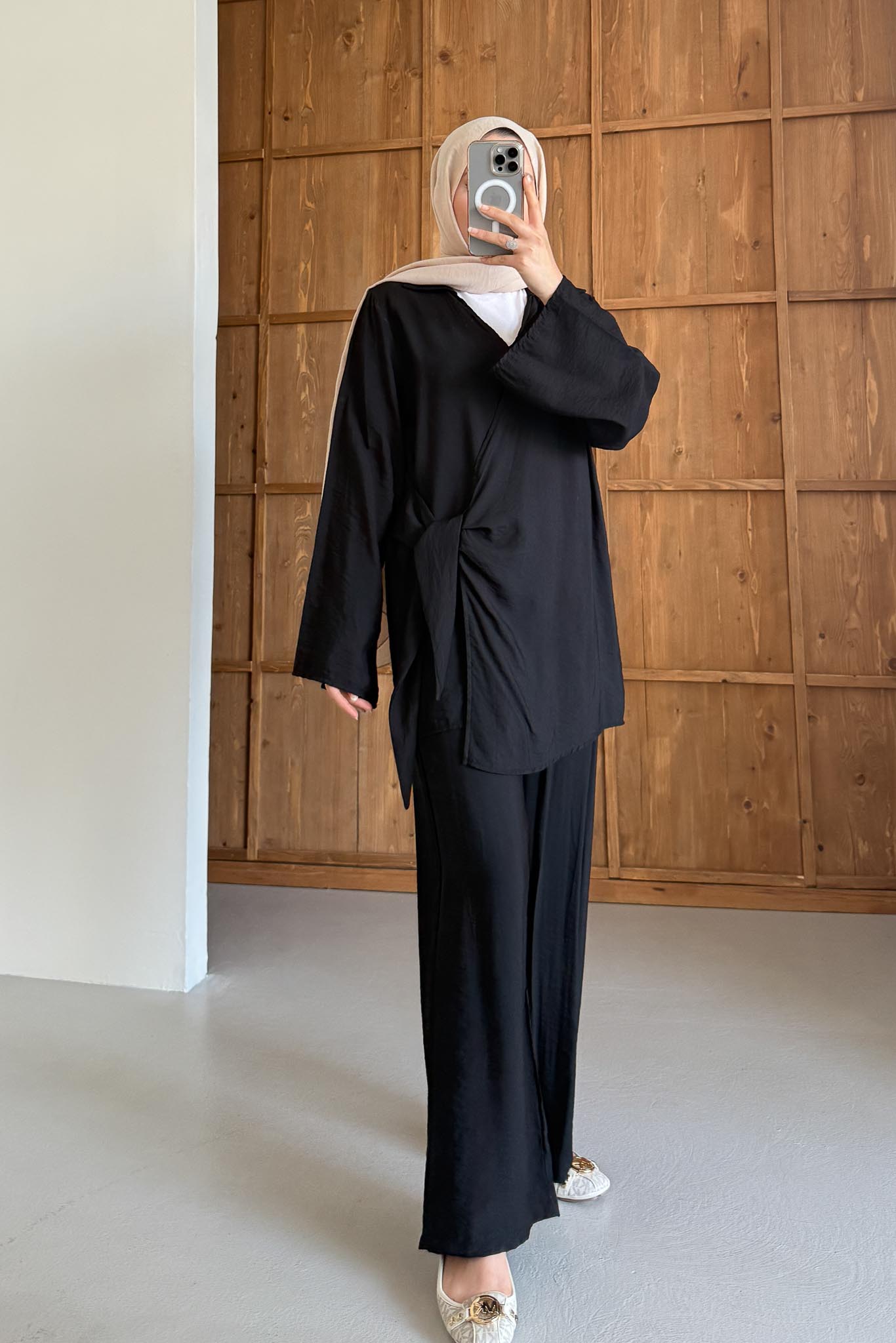 Lamme Bağlamalı Takım Siyah