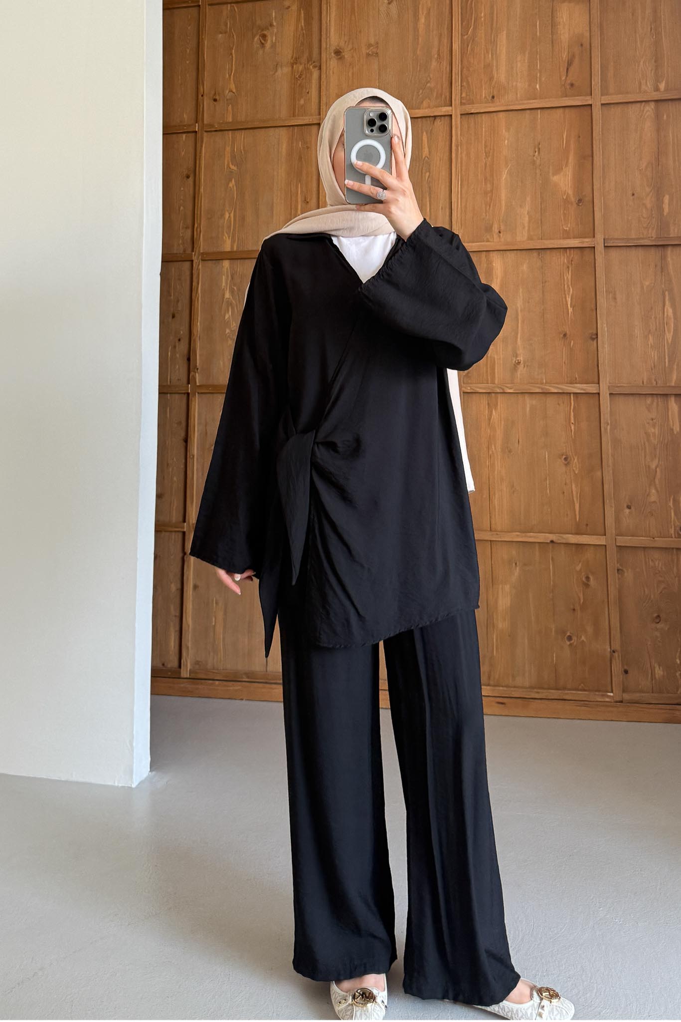 Lamme Bağlamalı Takım Siyah