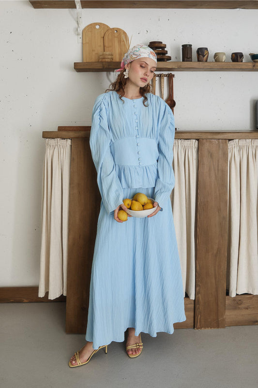 Eder Düğmeli Takım Bebe Mavi