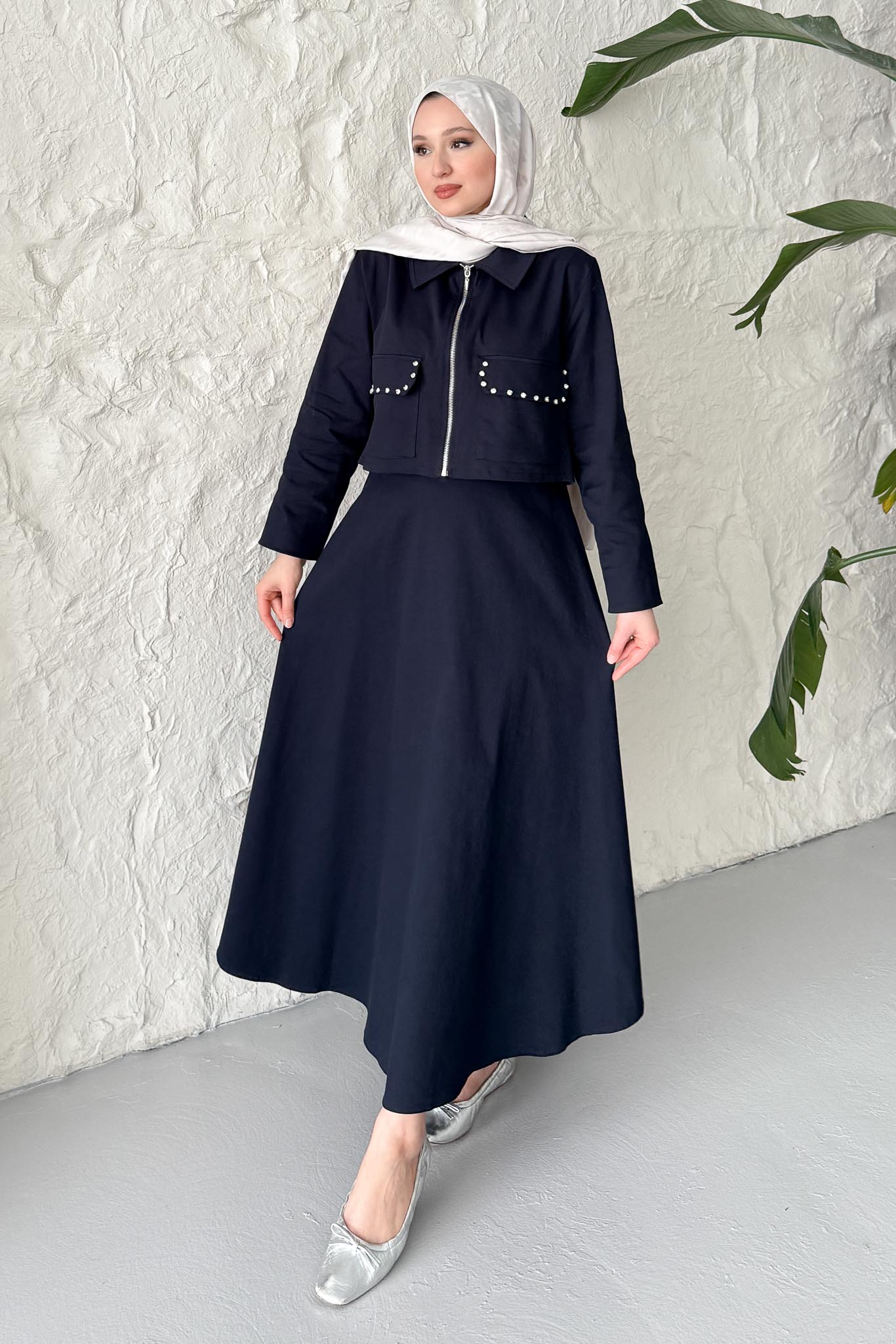 Ajda Pleated Skirt Set Petrol