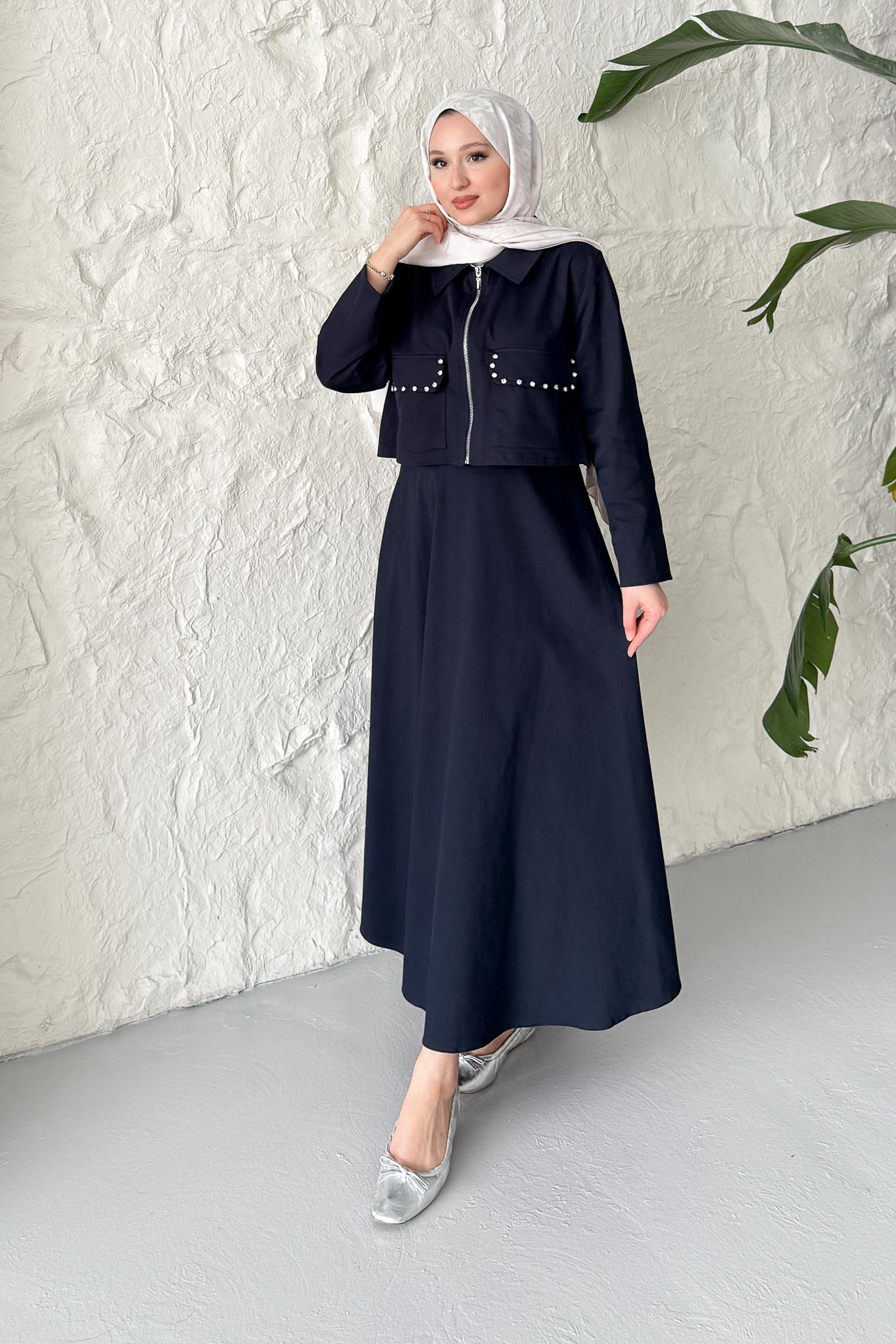 Ajda Pleated Skirt Set Petrol