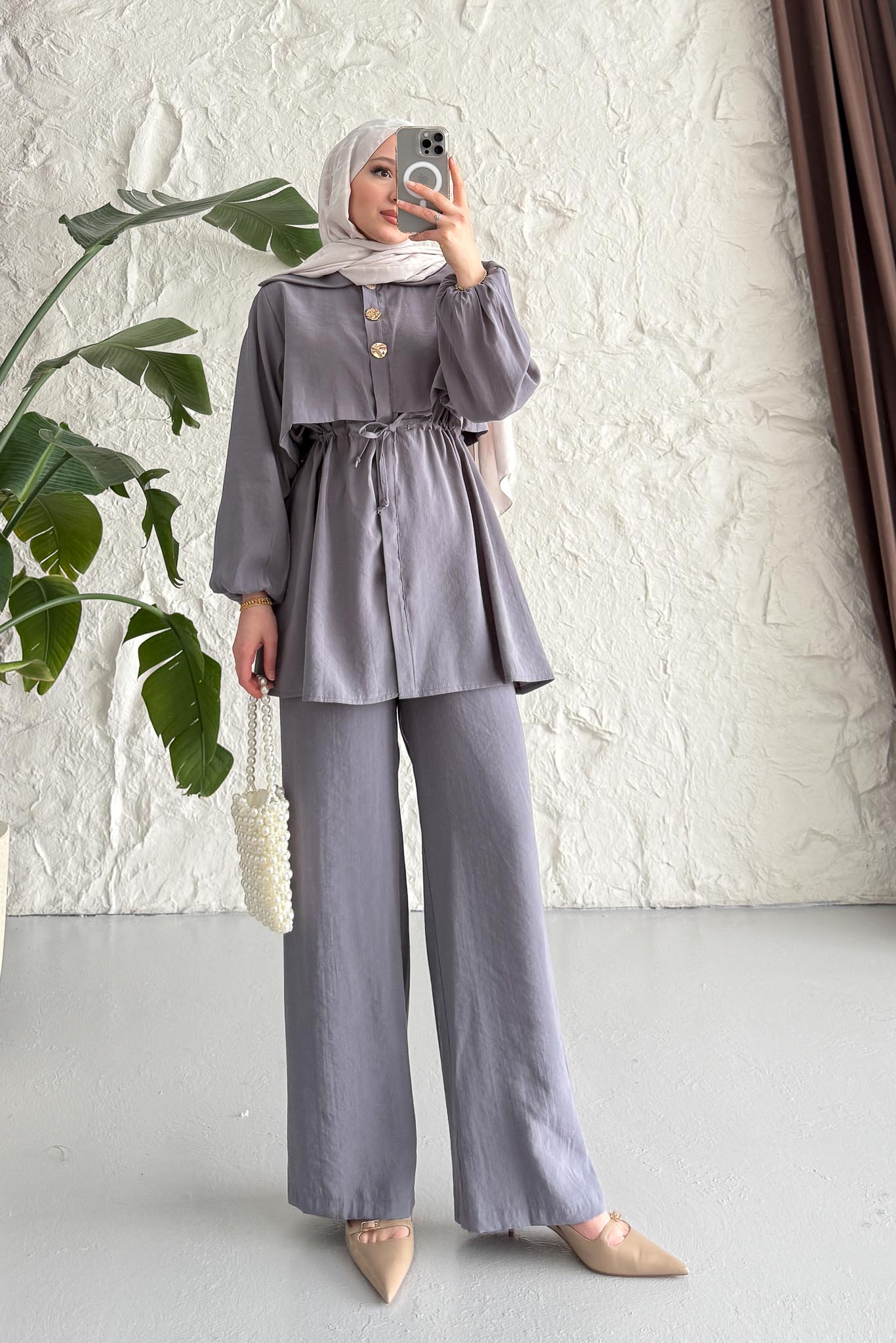 Ajda Pleated Skirt Set Petrol