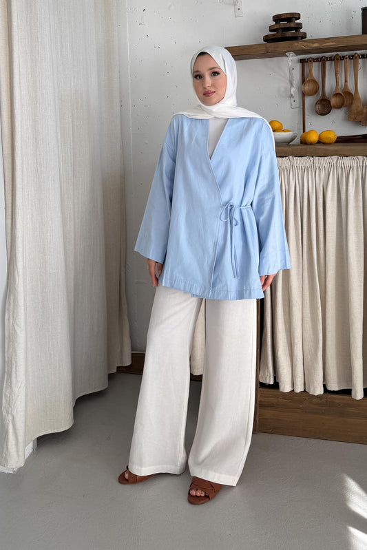 Mati Bağlamalı Kimono Bebe Mavi