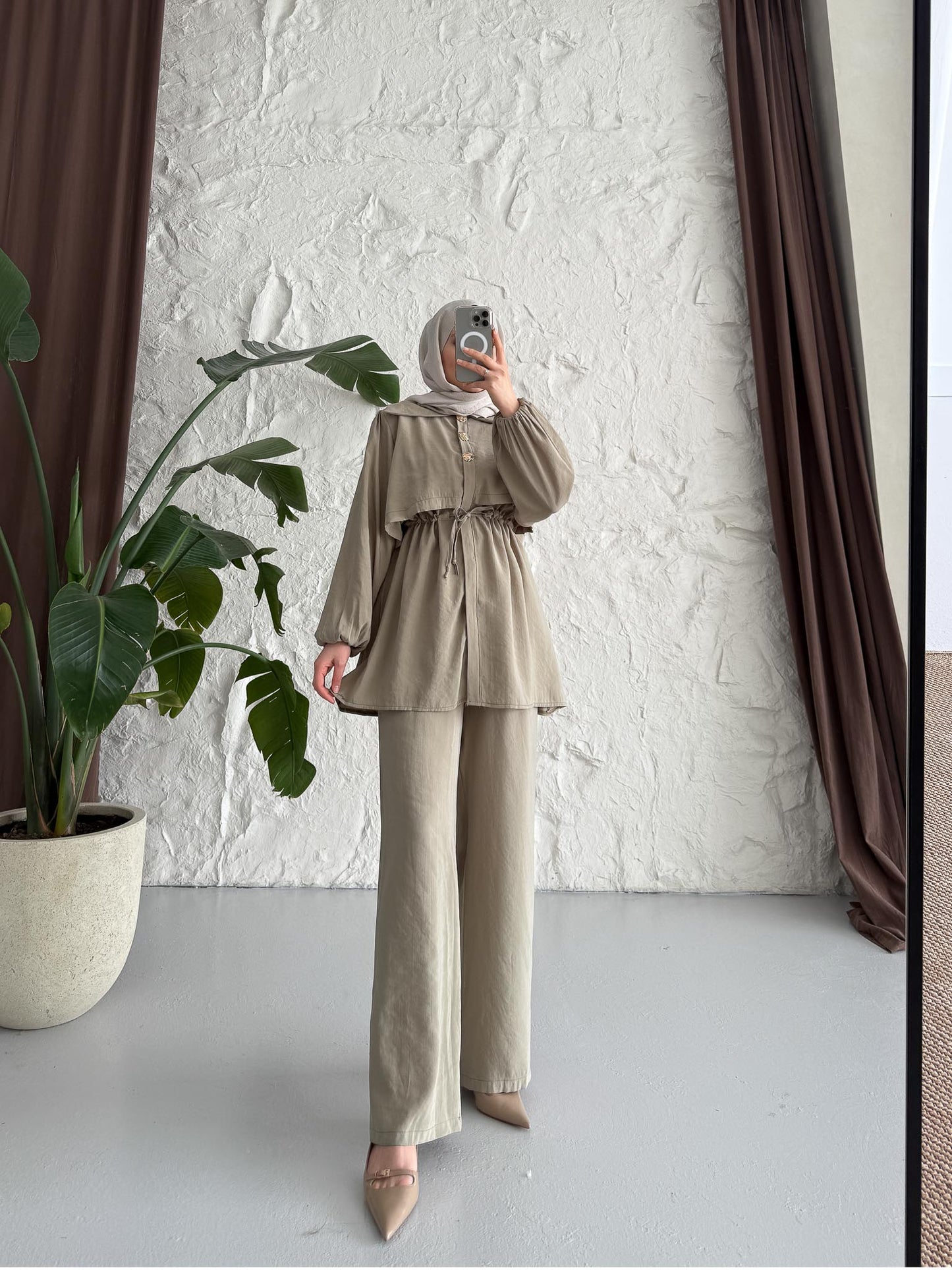 Ajda Pleated Skirt Set Petrol