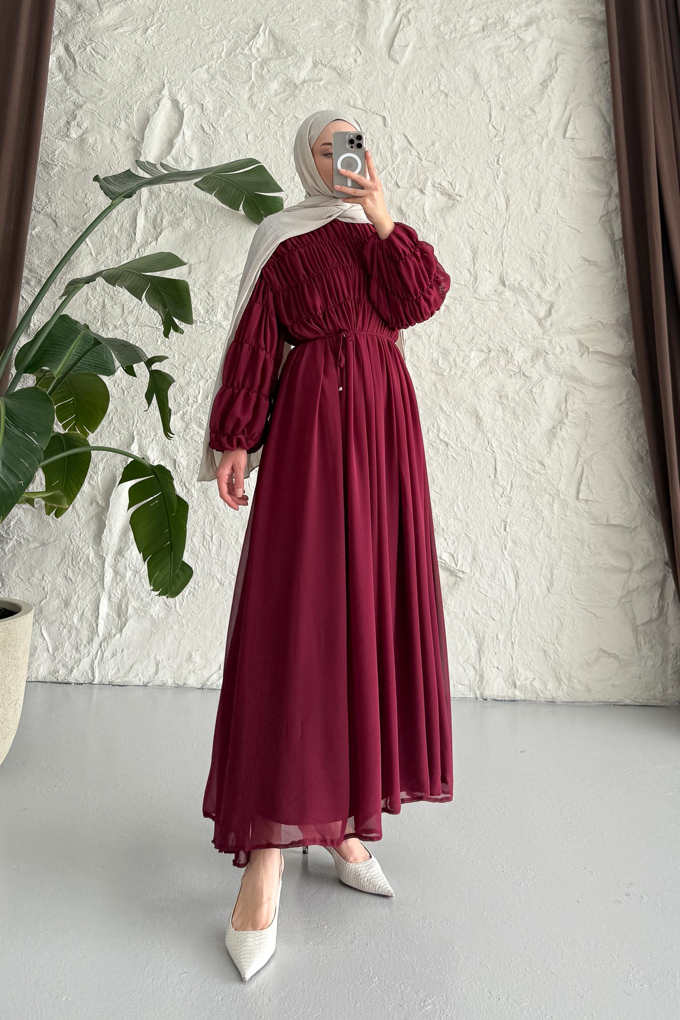 Seyran Pleated Dress Beige