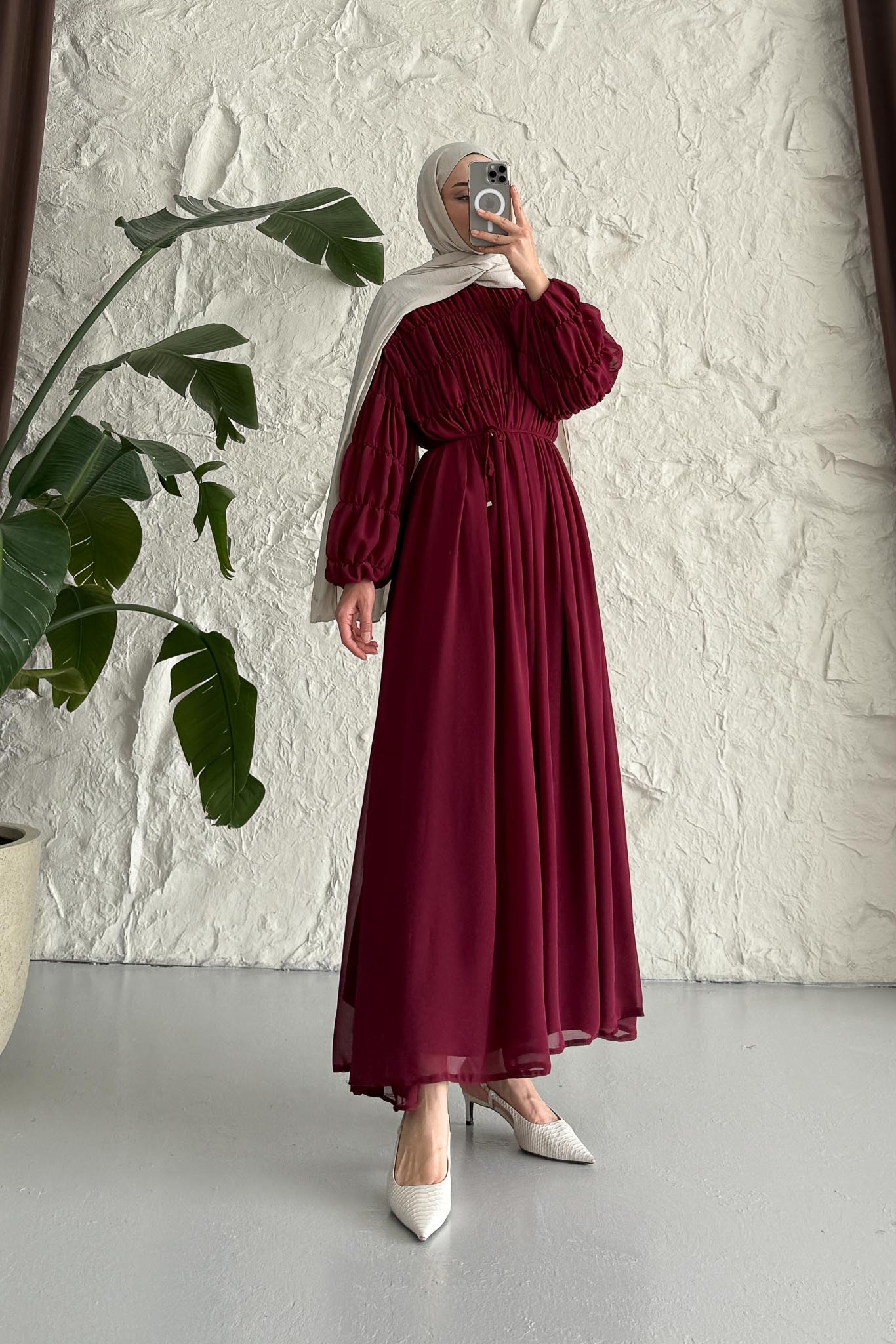 Seyran Pleated Dress Beige