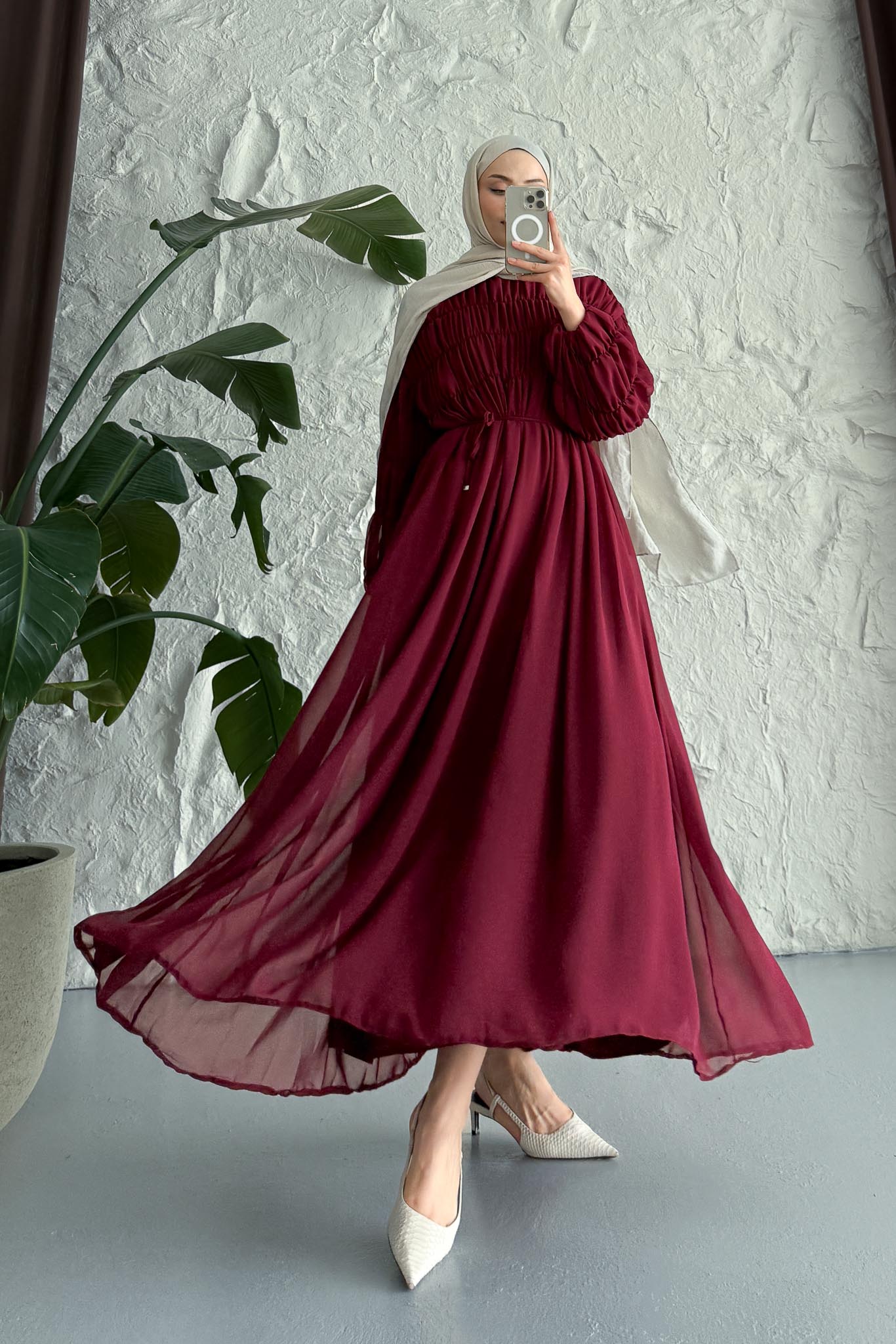 Seyran Pleated Dress Beige