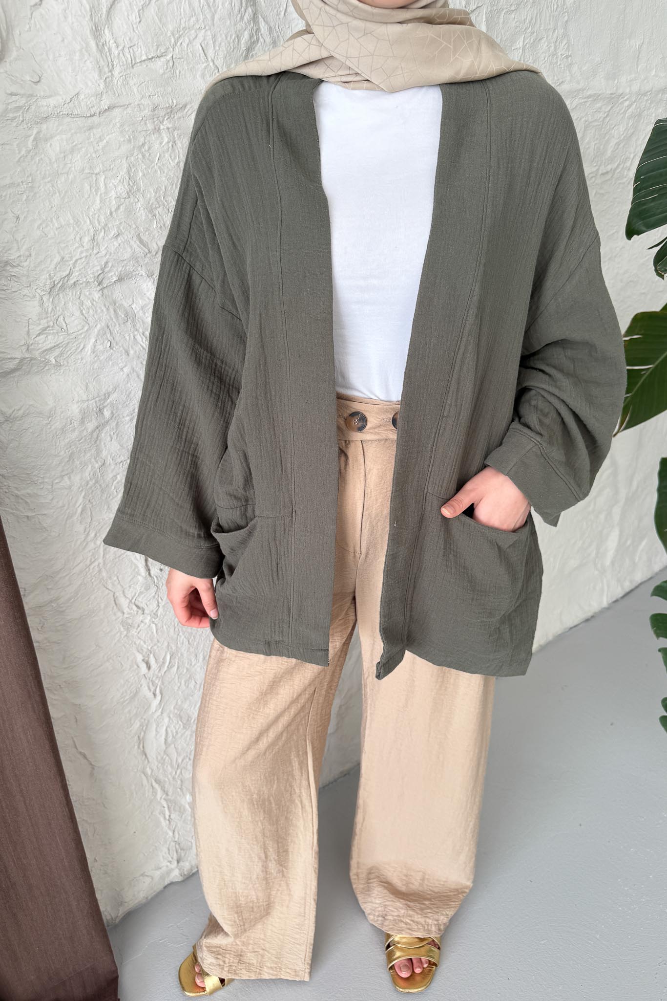 Side Tie Kimono Aqua Green