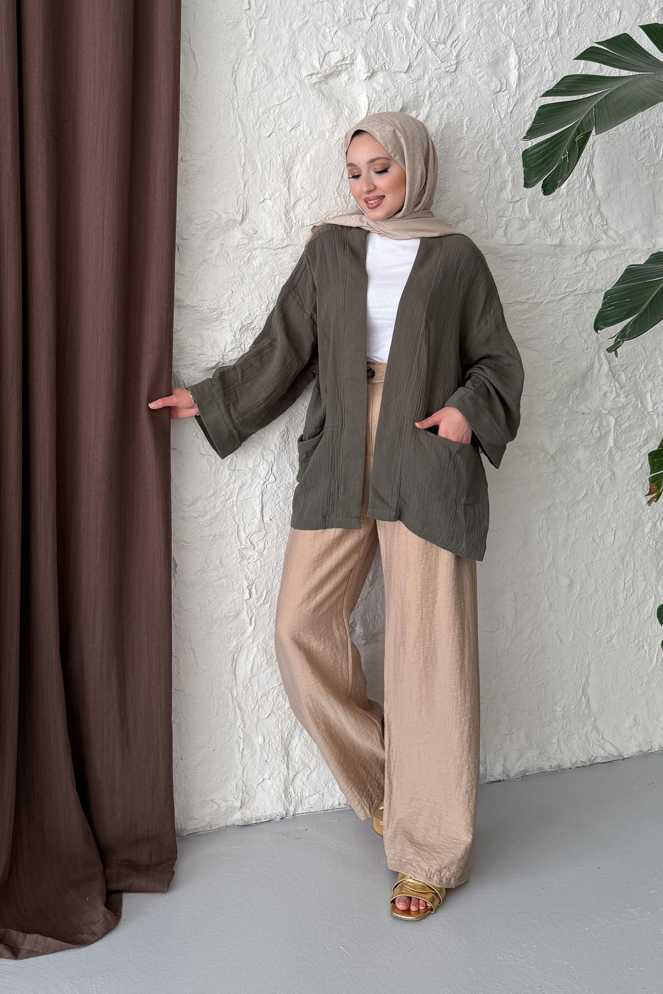 Side Tie Kimono Aqua Green
