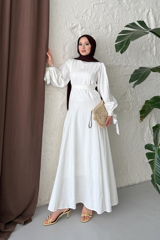 Güpürlü Soft Keten Elbise