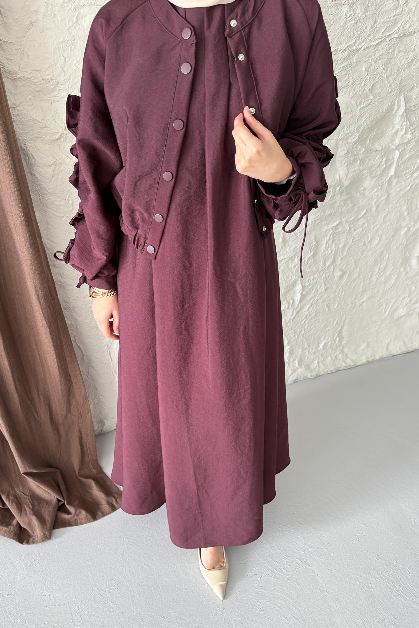 Seyran Pleated Dress Beige