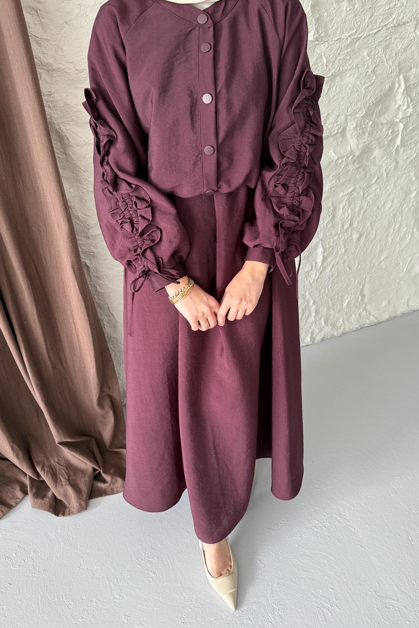 Seyran Pleated Dress Beige