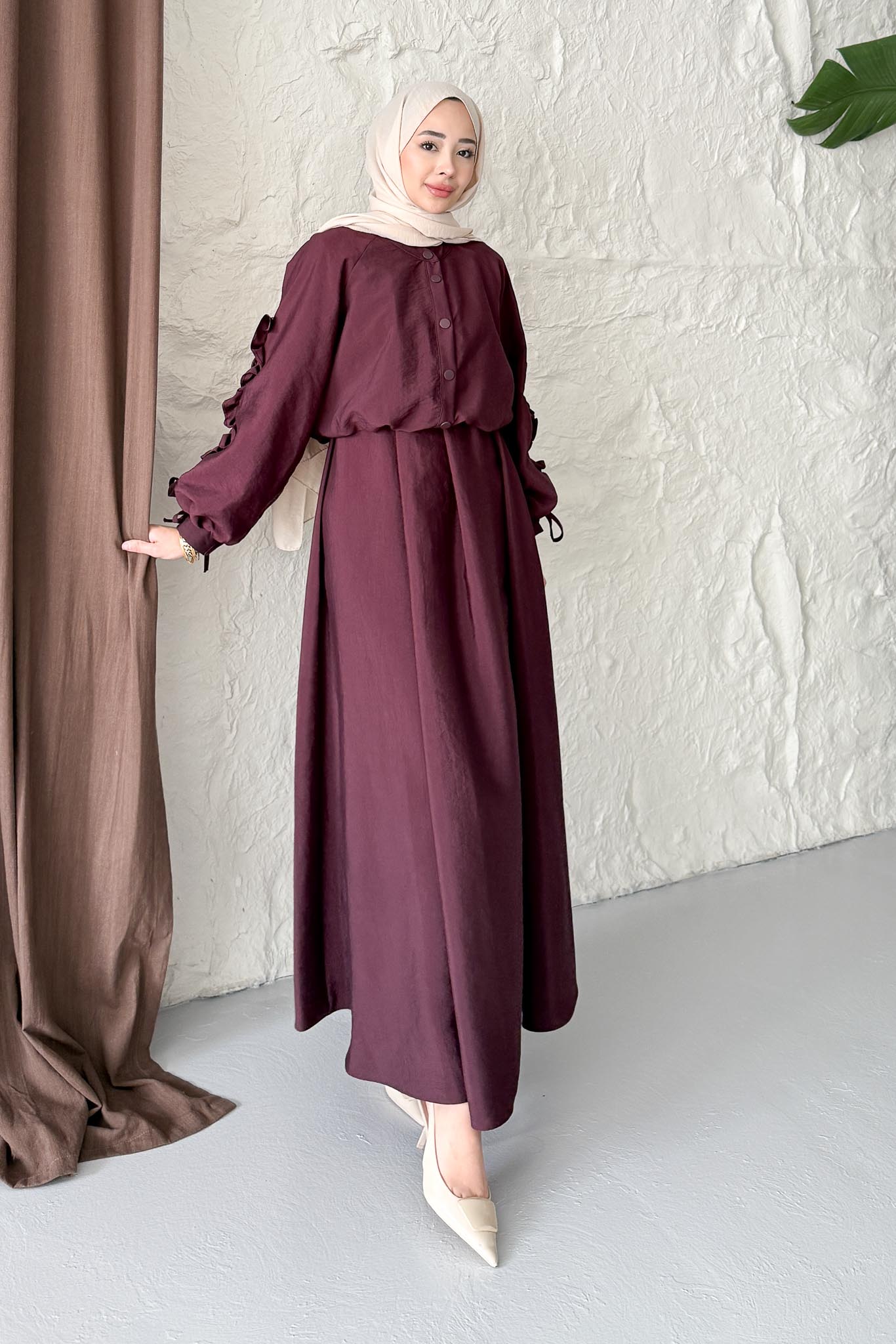 Seyran Pleated Dress Beige