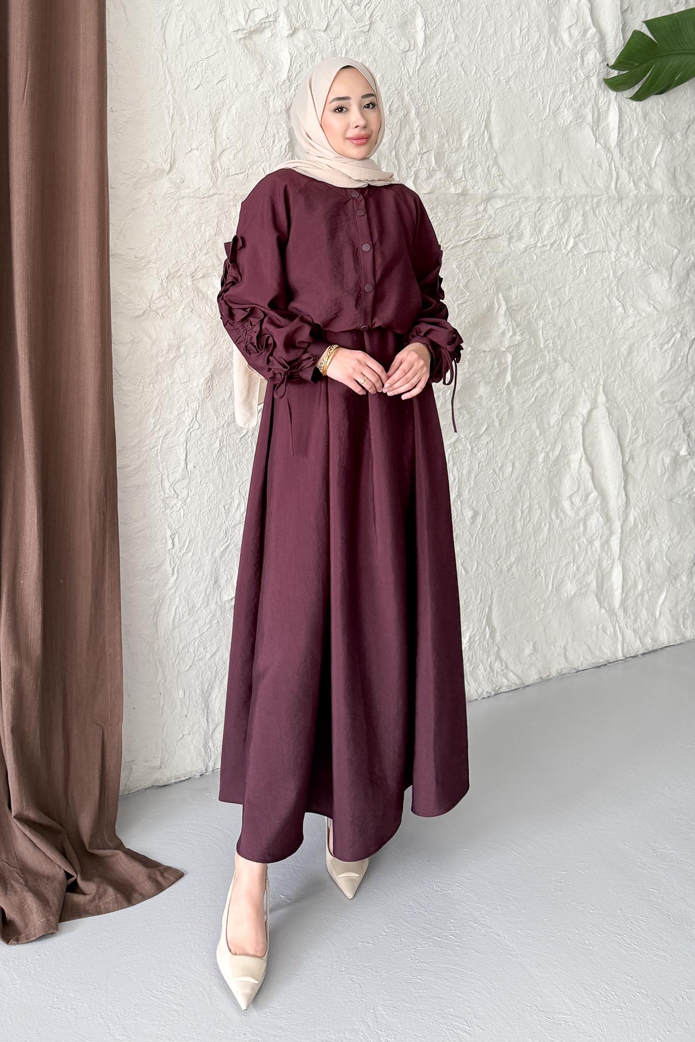 Seyran Pleated Dress Beige