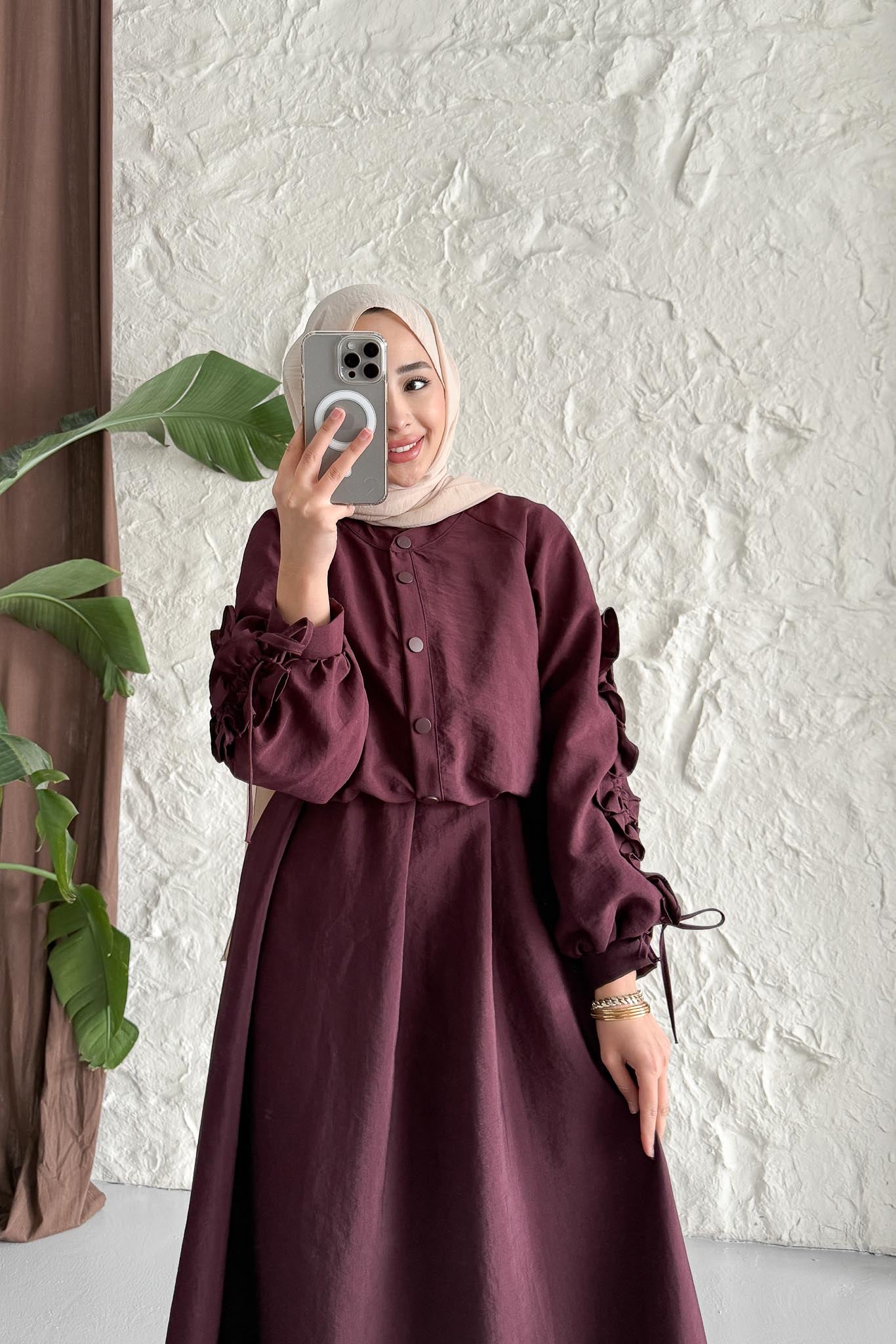 Seyran Pleated Dress Beige