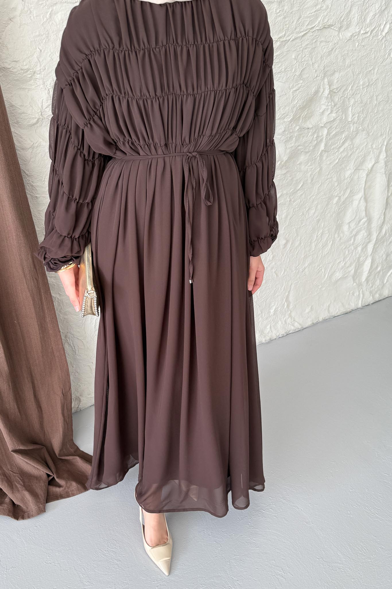 Seyran Pleated Dress Beige