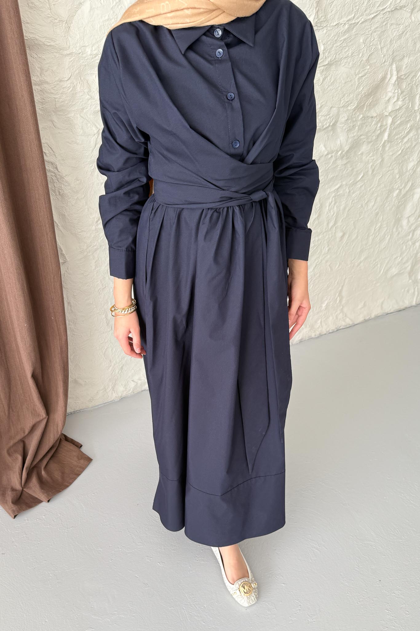 Seyran Pleated Dress Beige
