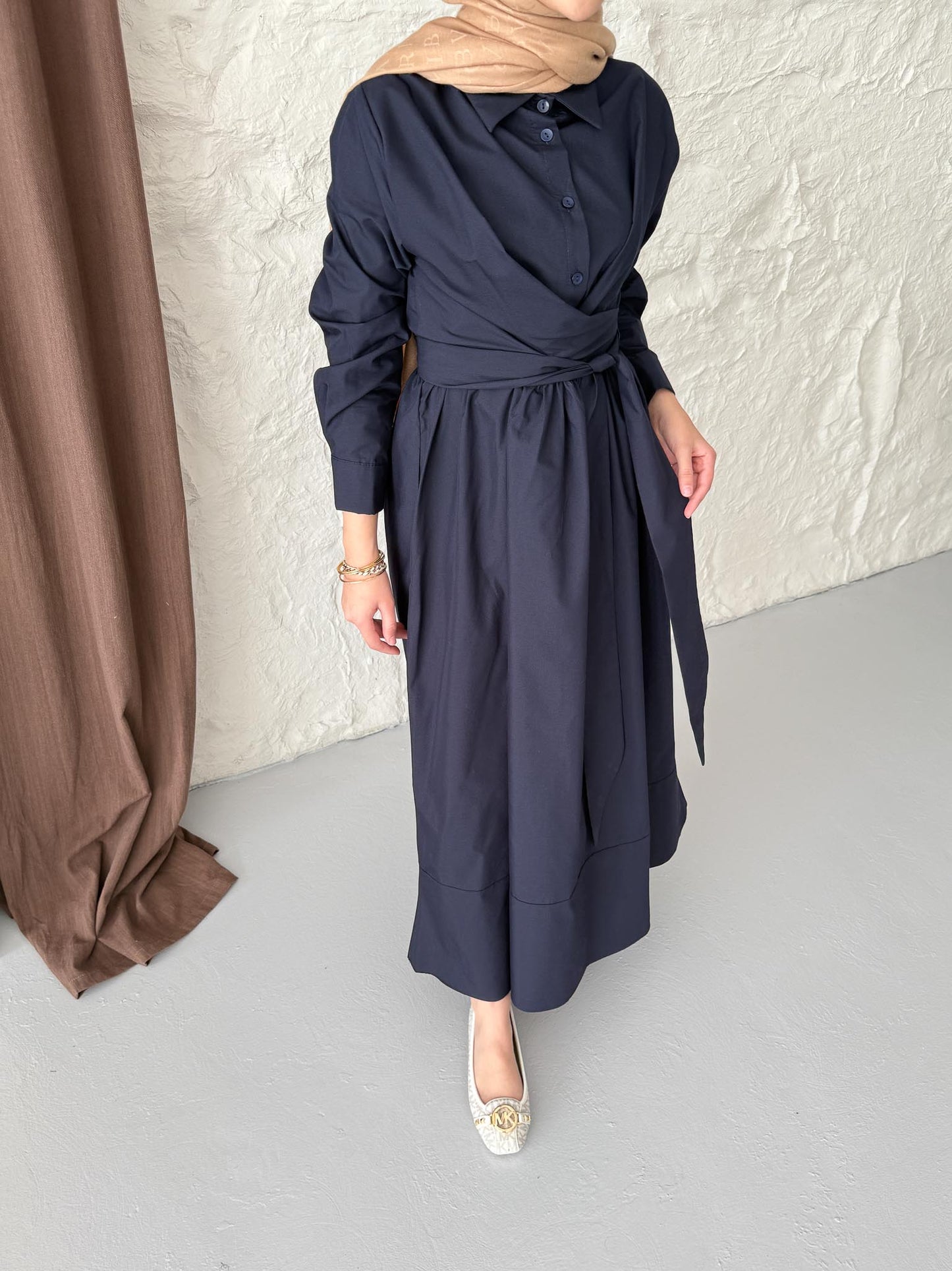 Seyran Pleated Dress Beige