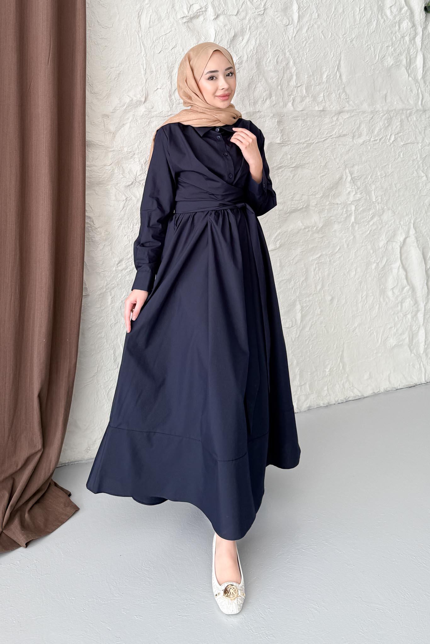 Seyran Pleated Dress Beige