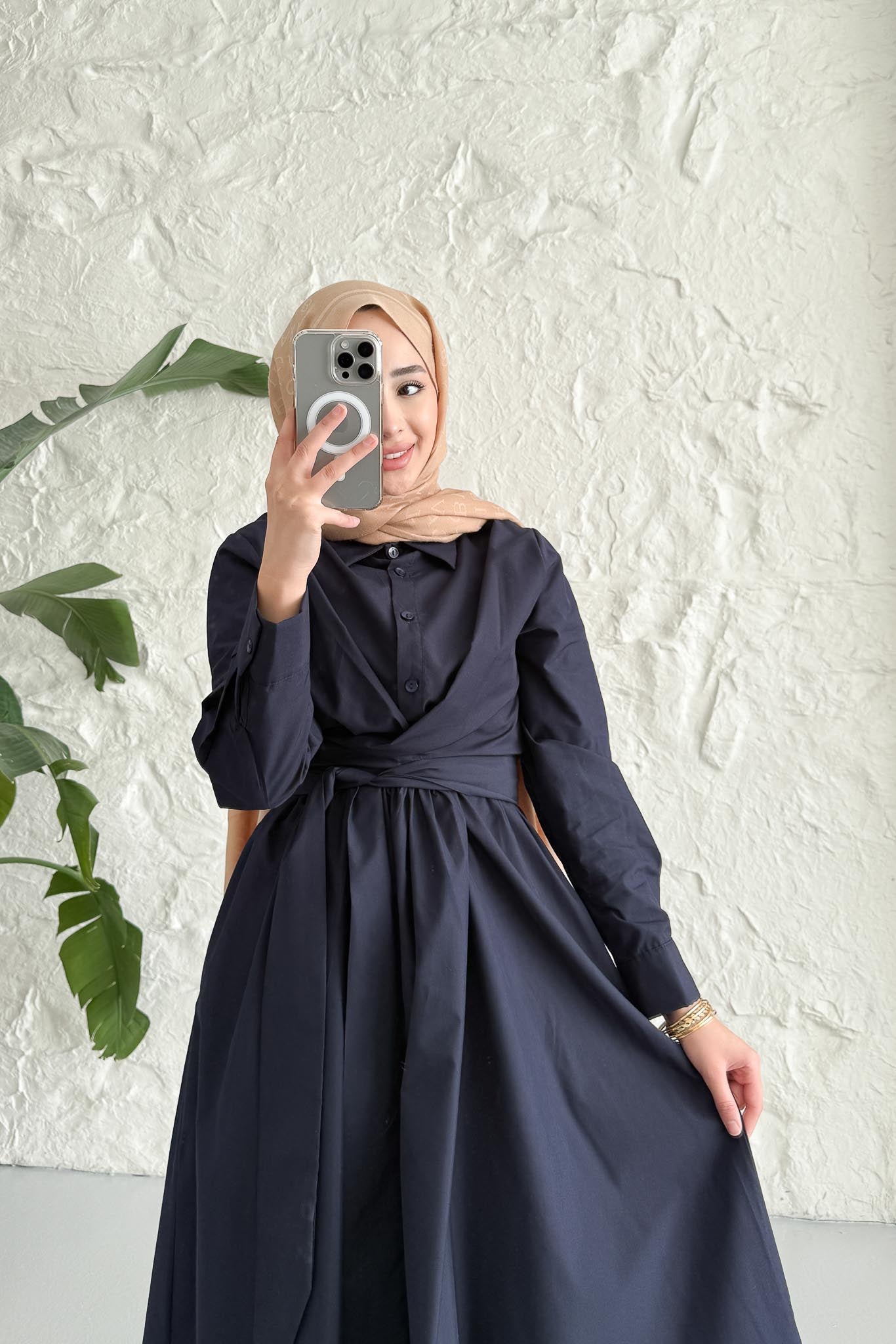 Seyran Pleated Dress Beige