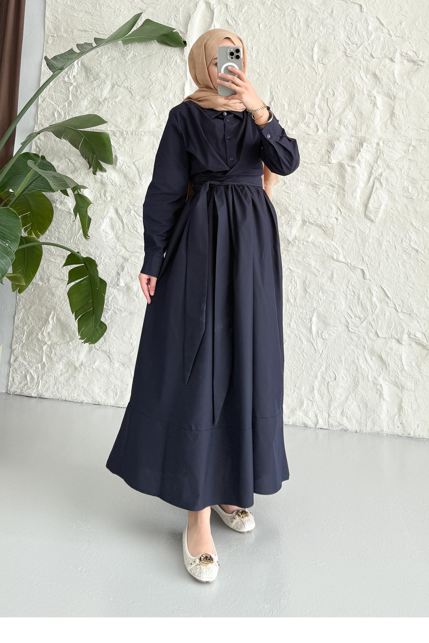 Seyran Pleated Dress Beige