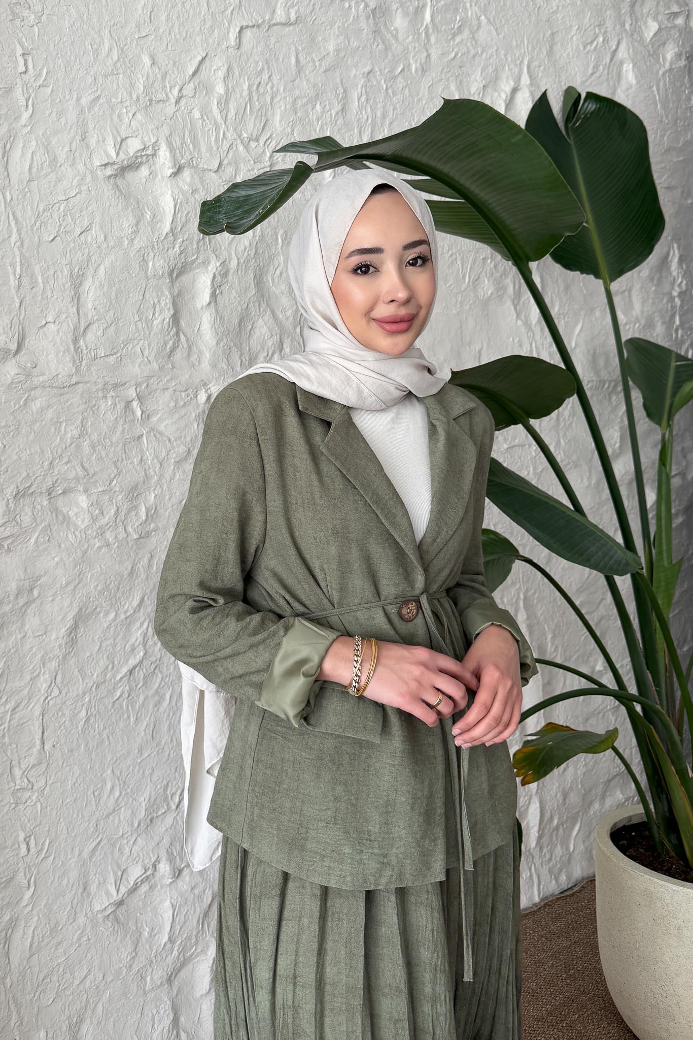 Seyran Pleated Dress Beige