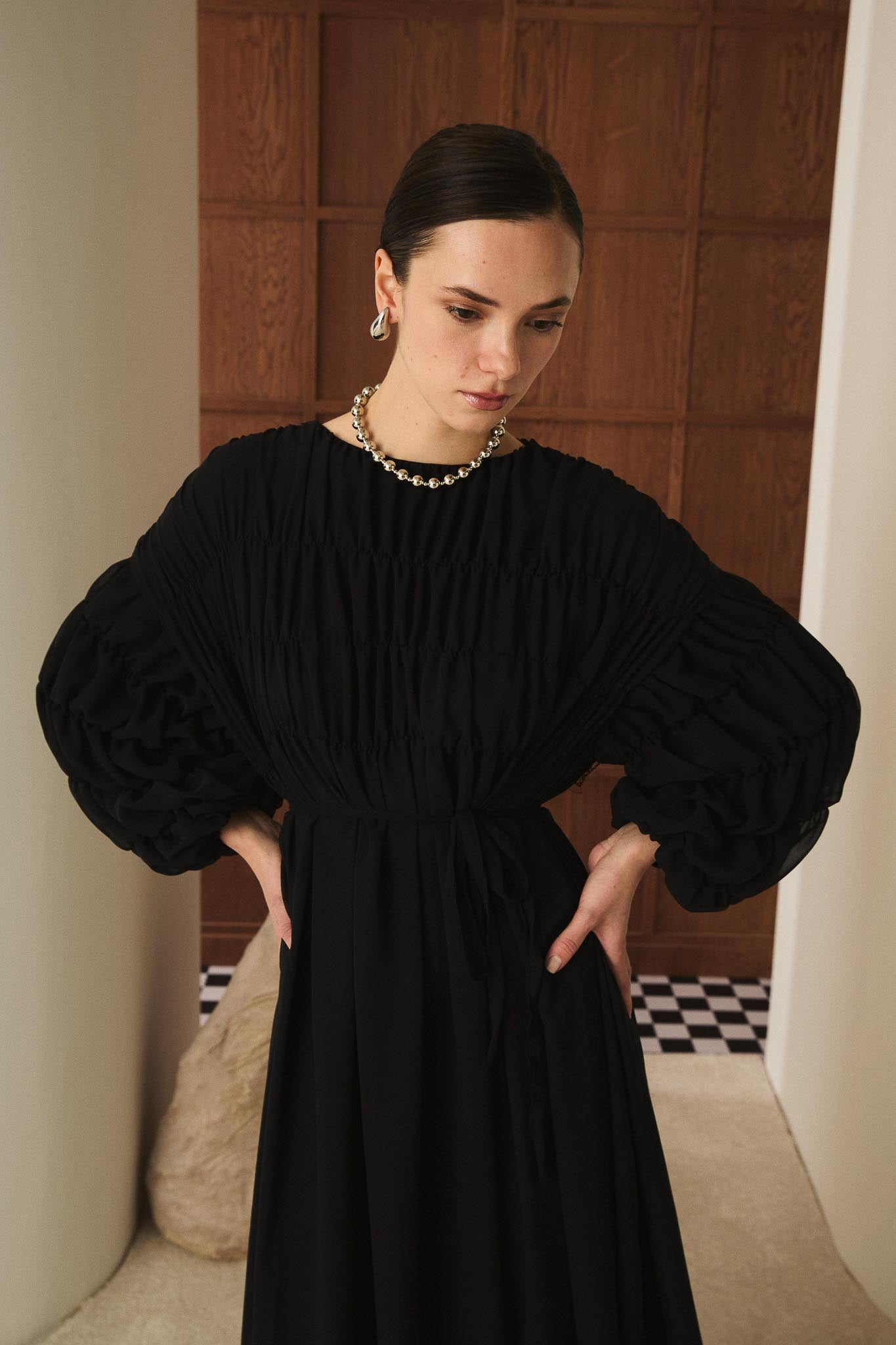 Seyran Pleated Dress Beige