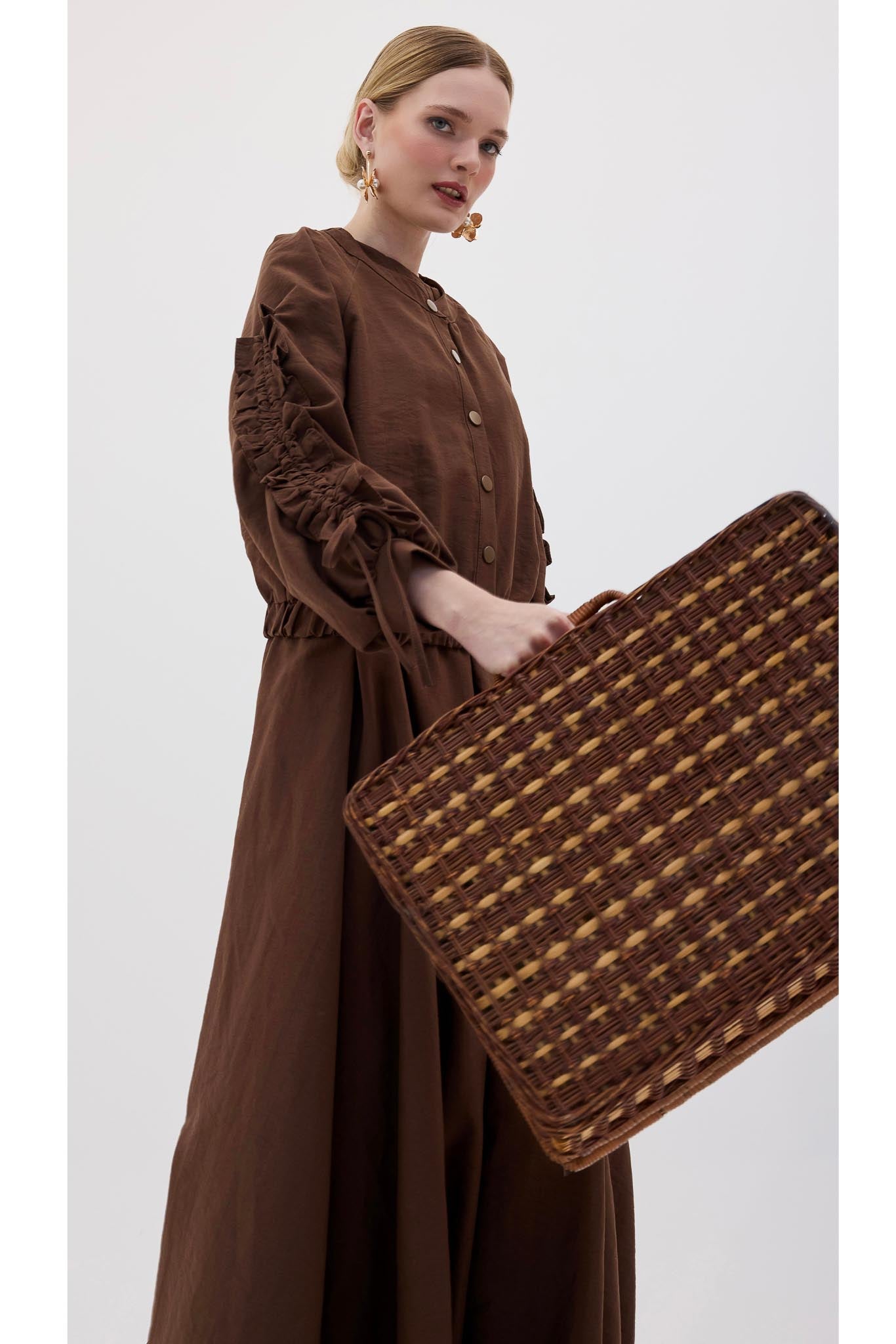Seyran Pleated Dress Beige