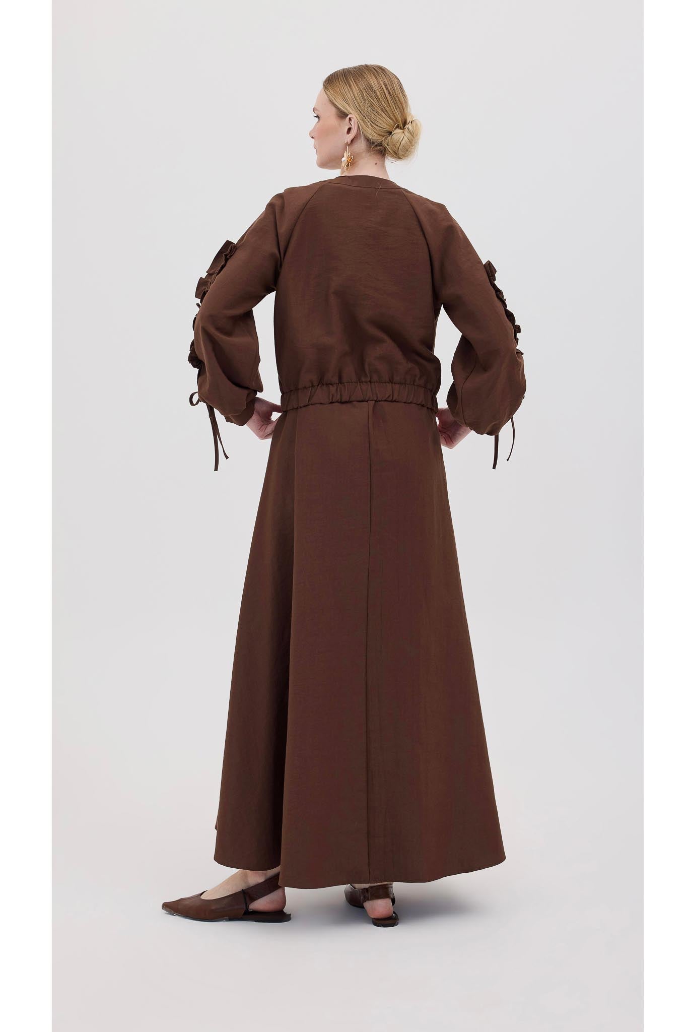 Martine Tasarım Ceketli Elbise Kahverengi