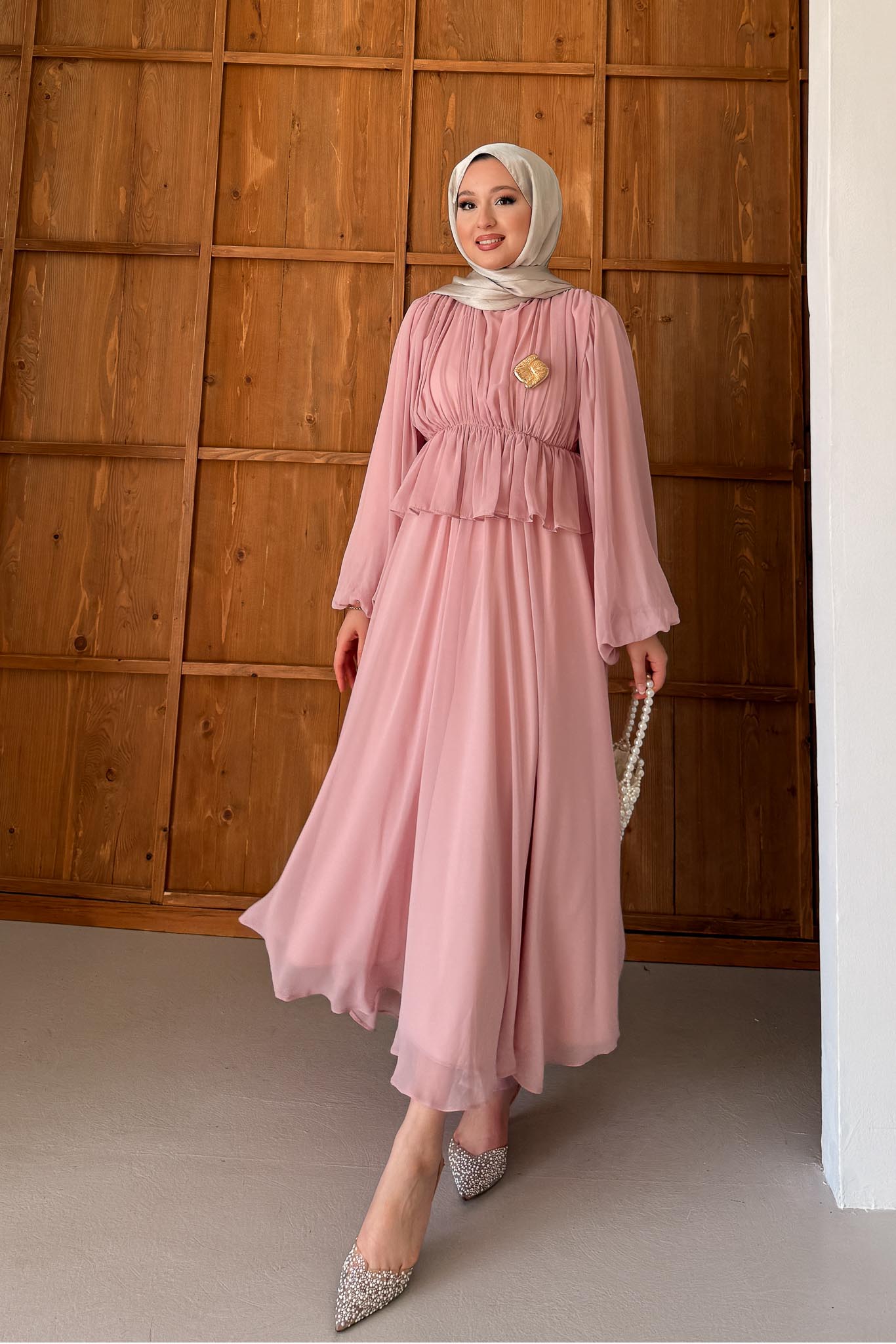 Emour Tokalı Elbise Pembe