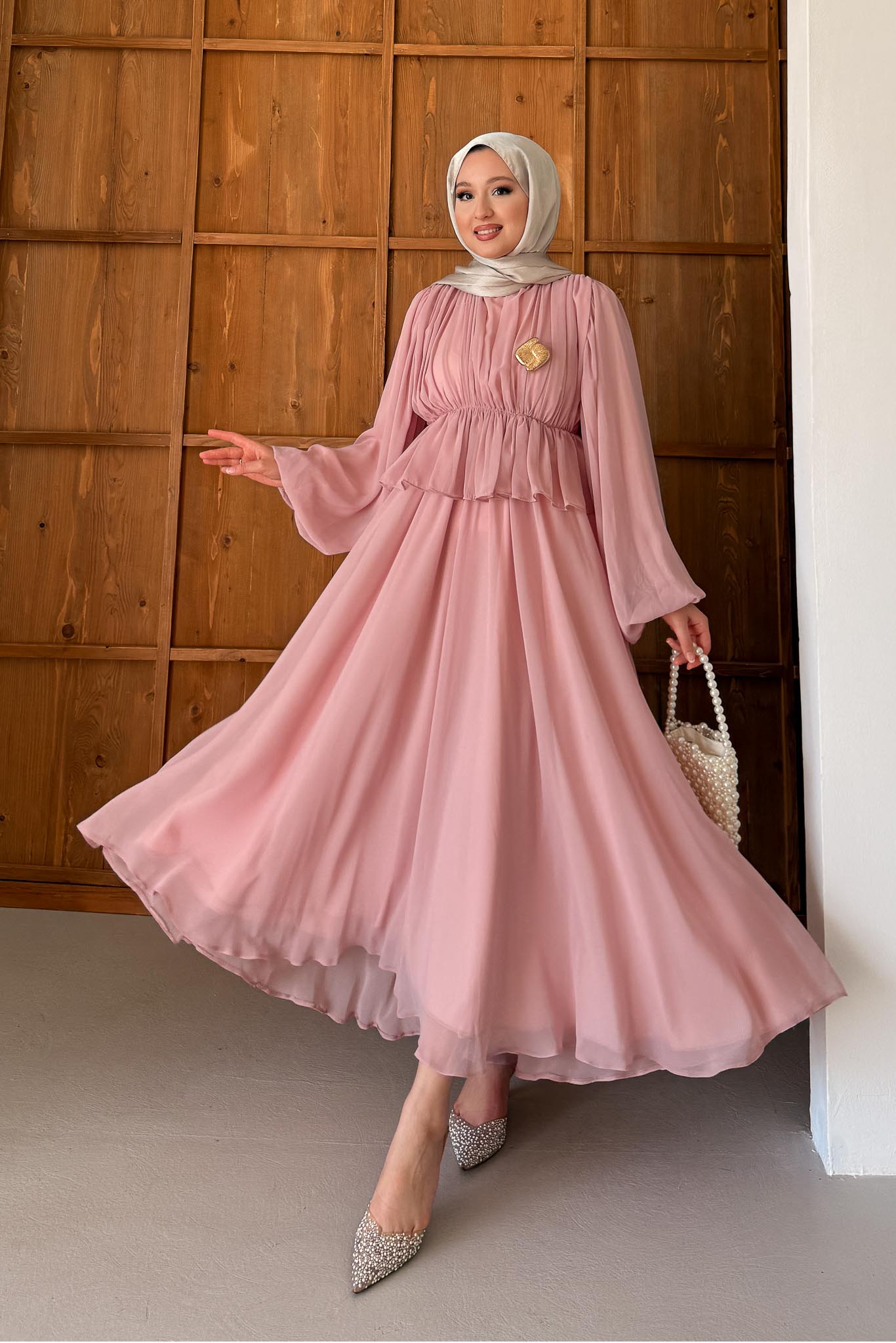Emour Tokalı Elbise Pembe
