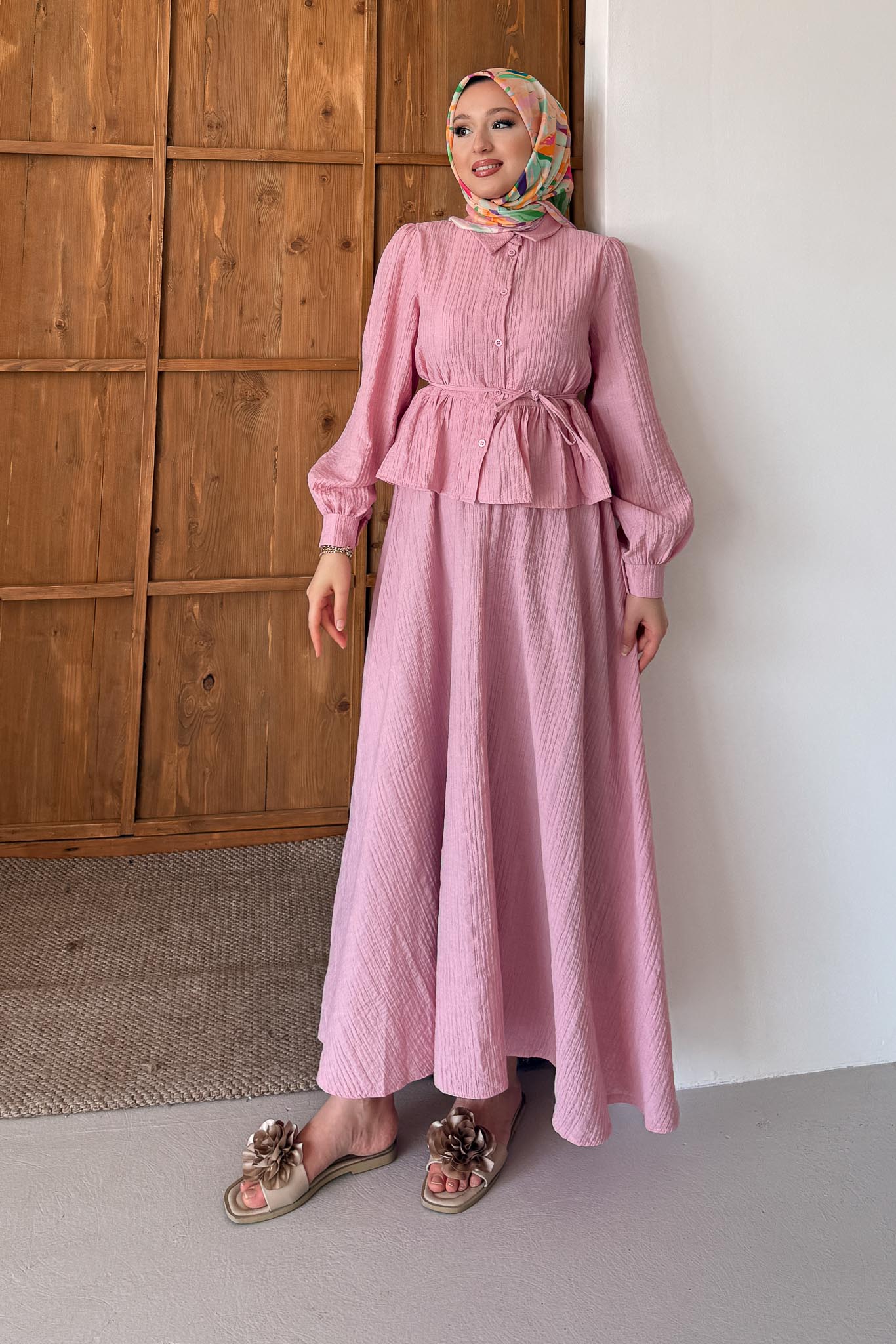 Ajda Pleated Skirt Set Petrol