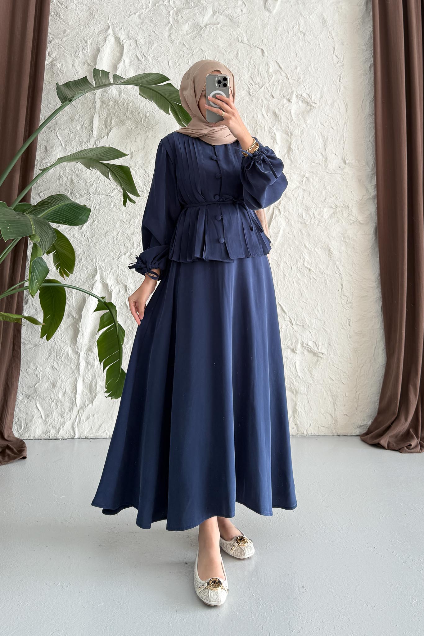 Ajda Pleated Skirt Set Petrol