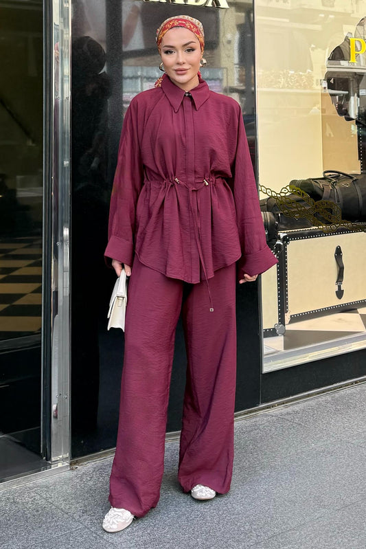 Emilia Bağlamalı Takım Bordo