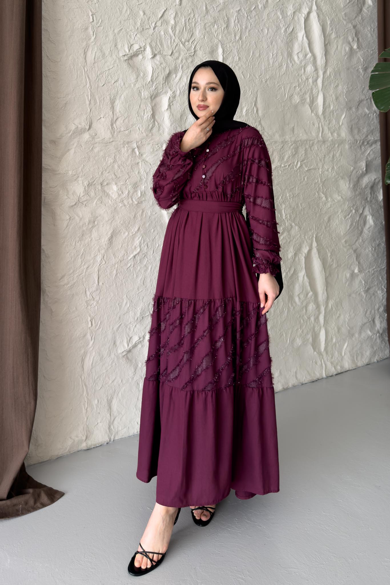 Alaçatı Elbise Bordo