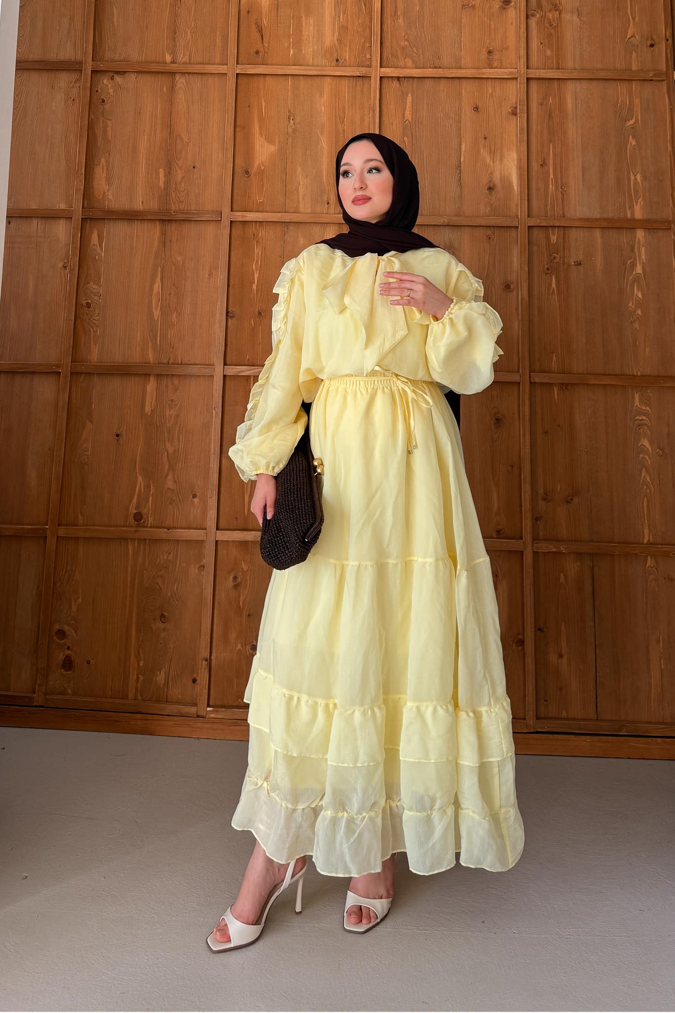 Seyran Pleated Dress Beige