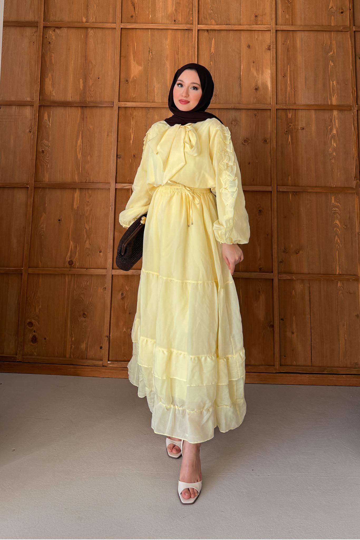 Seyran Pleated Dress Beige