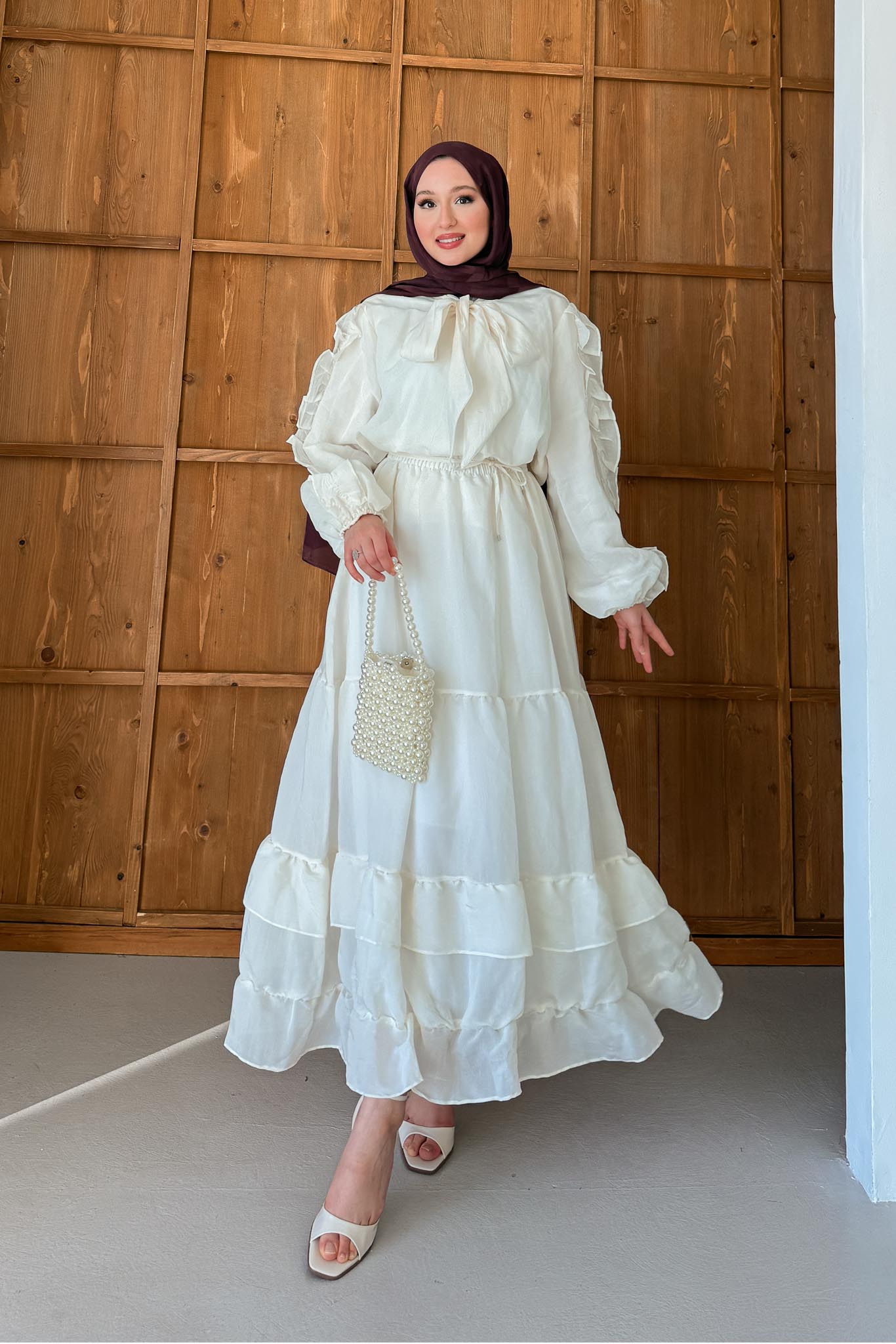 Seyran Pleated Dress Beige