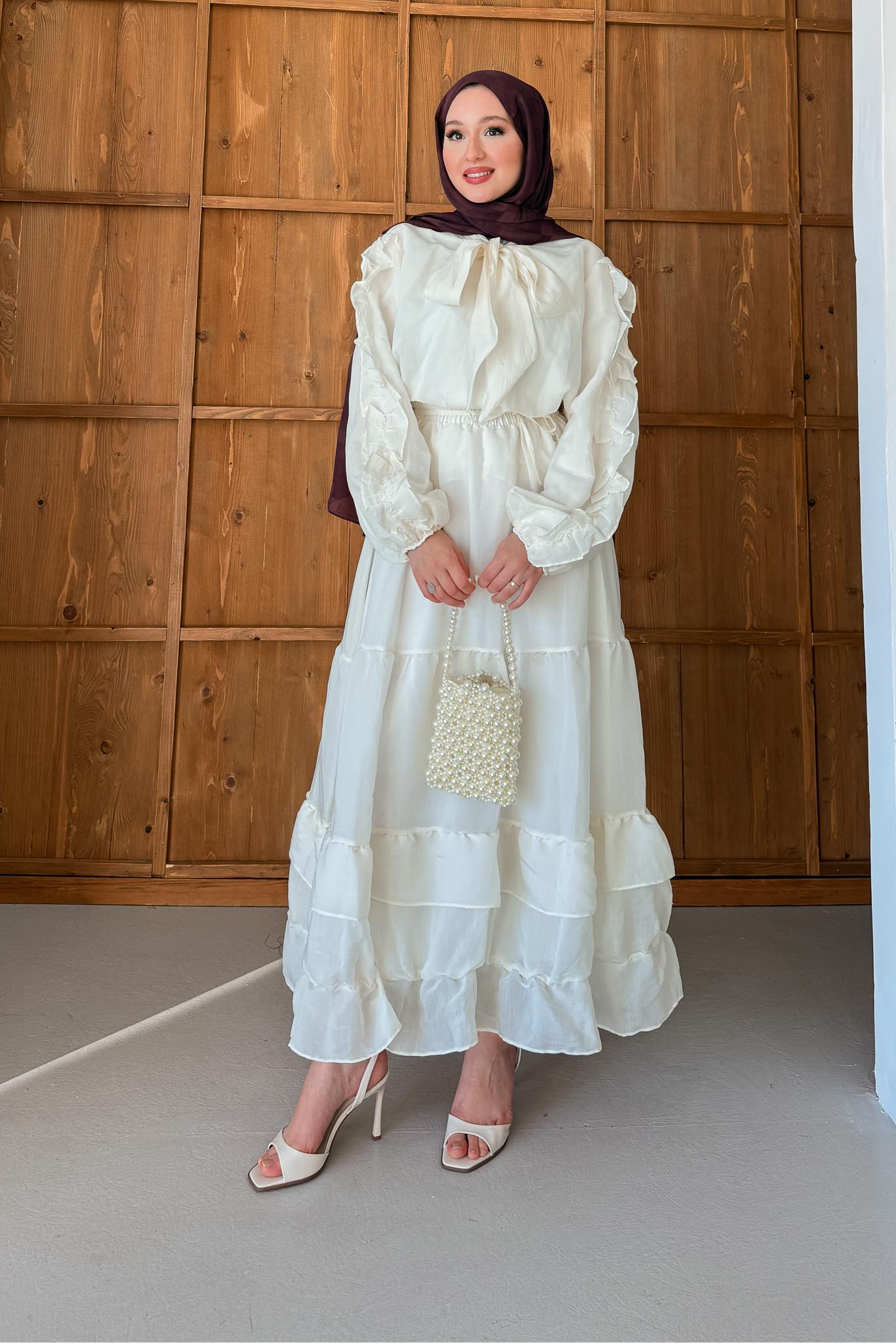 Seyran Pleated Dress Beige