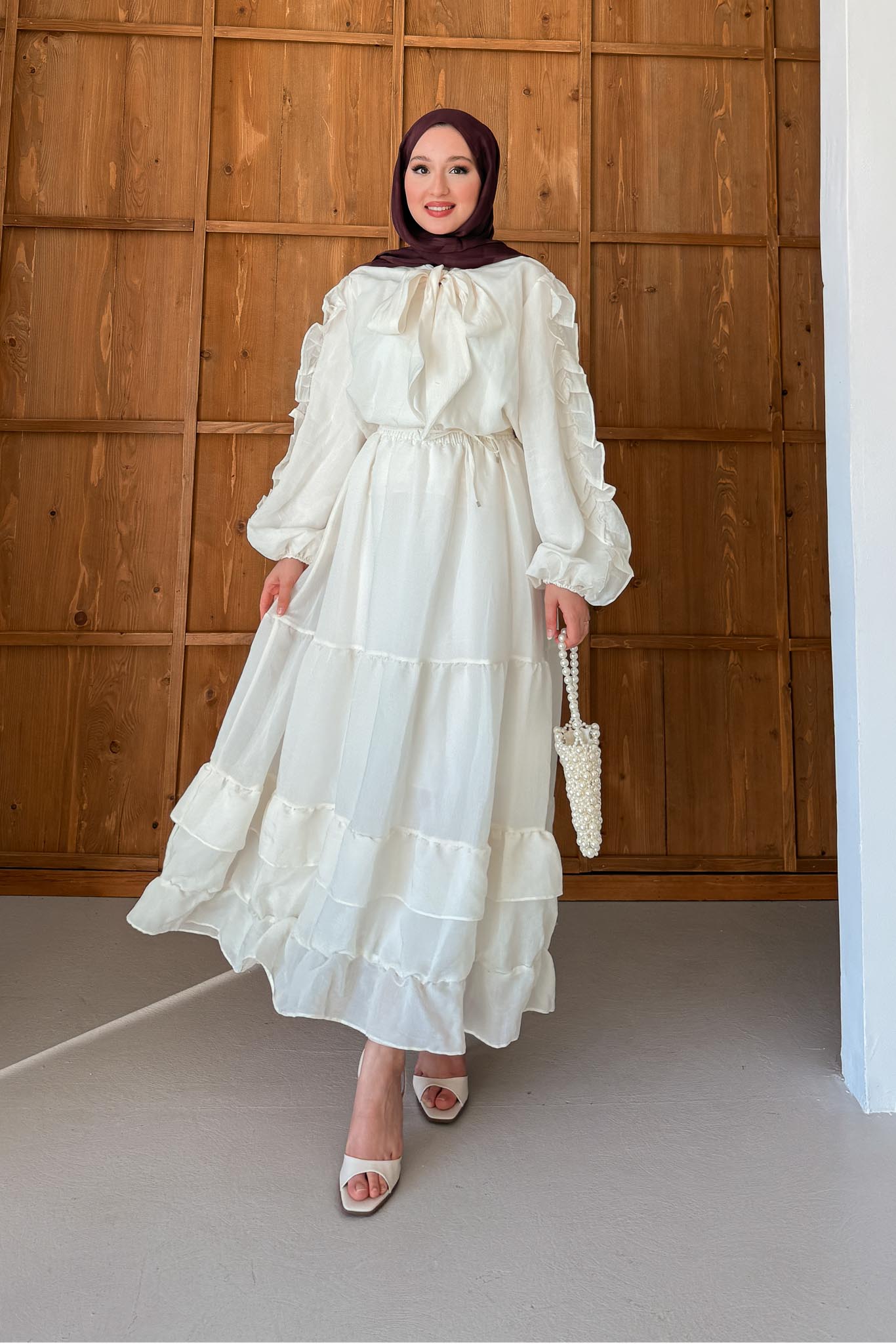 Seyran Pleated Dress Beige
