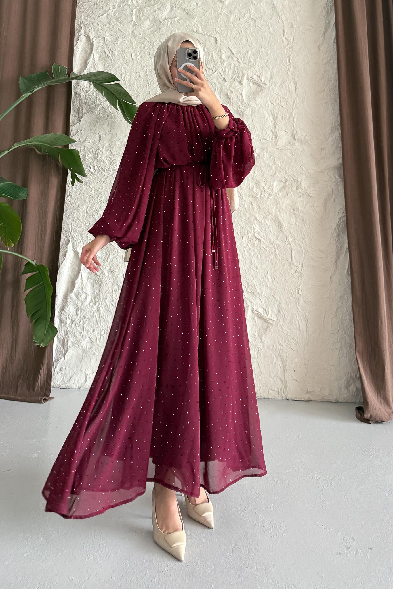 Gold Deren Evening Dress Dusty Rose