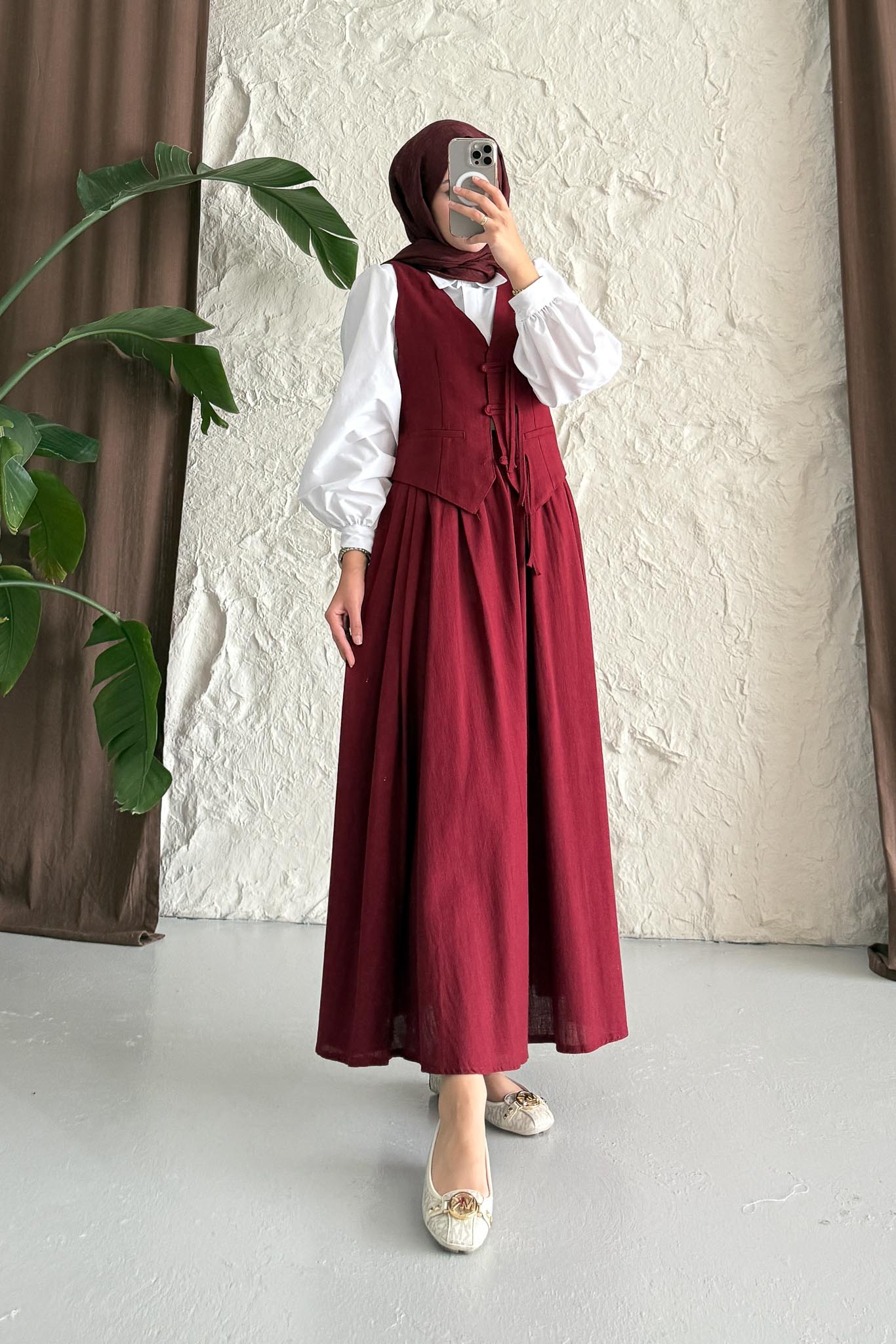 Monisa 3 Düğmeli Takım Bordo