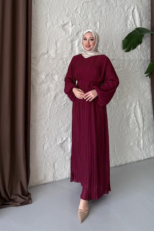 Seyran Piliseli Elbise Mürdüm