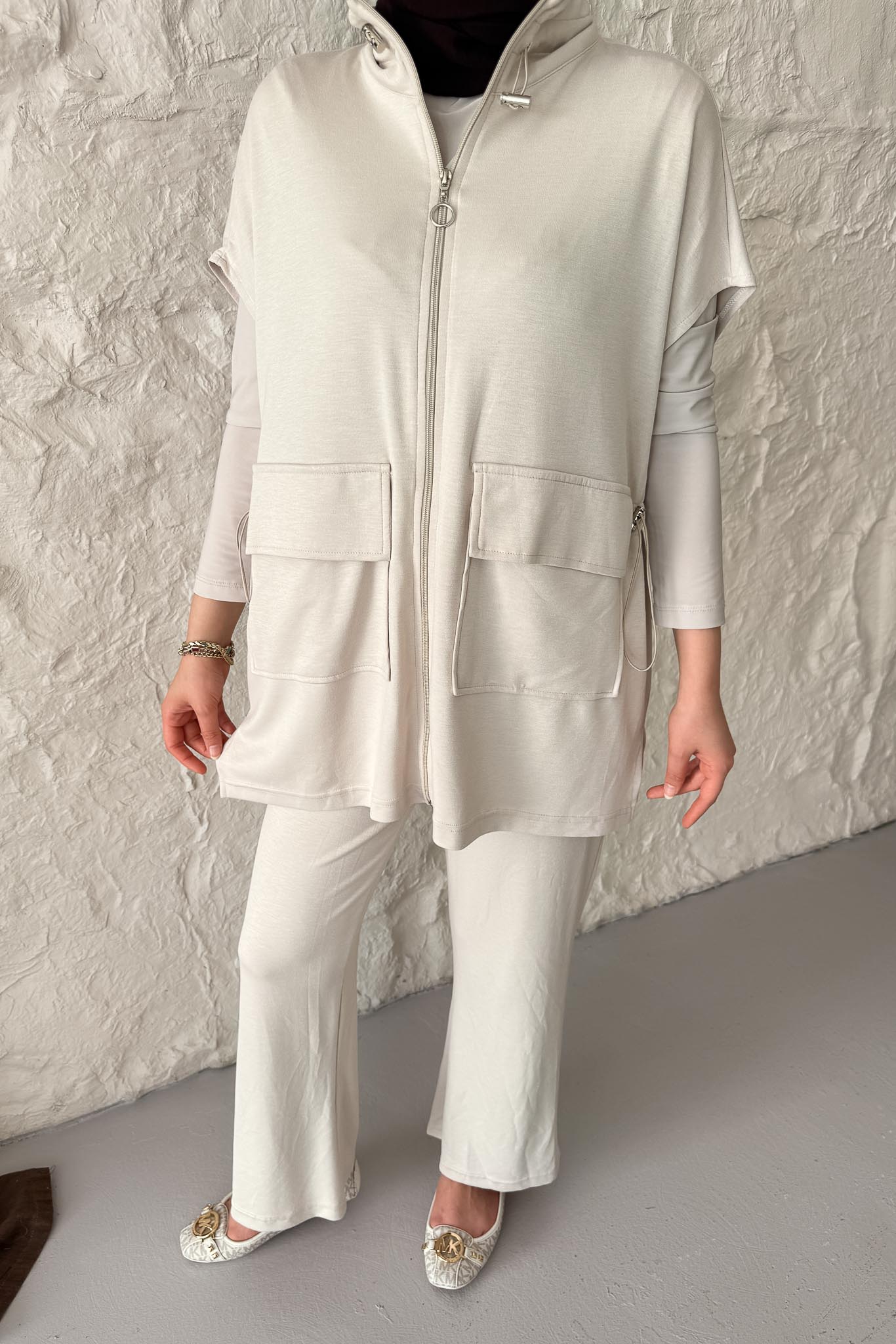 Seyran Pleated Dress Beige