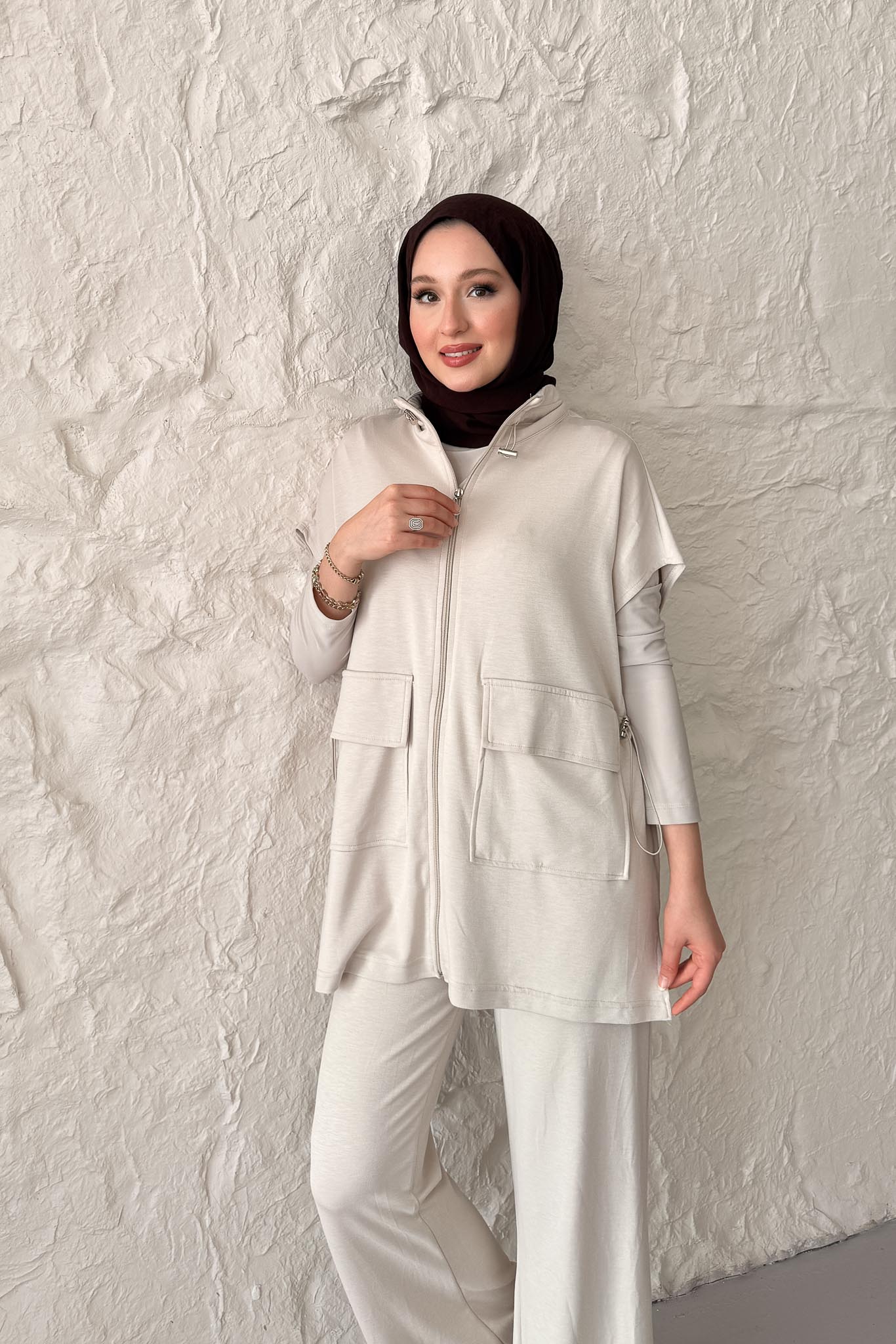 Seyran Pleated Dress Beige